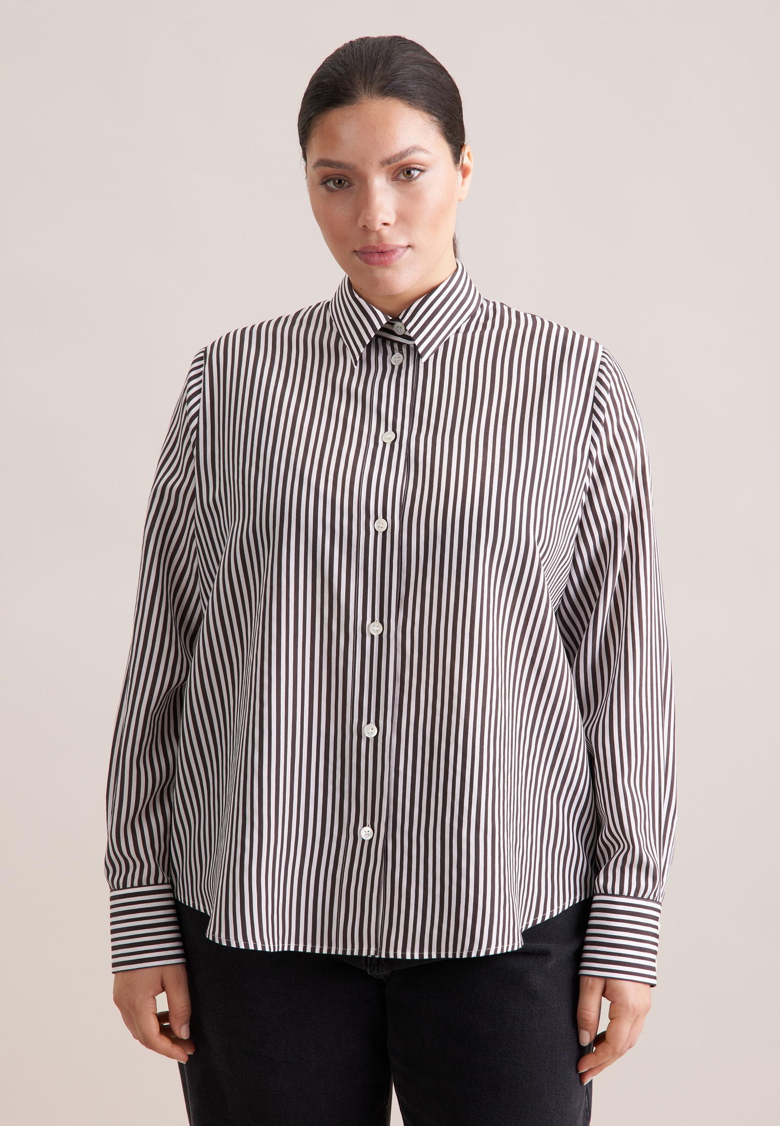 seidensticker Klassische Bluse "Schwarze Rose" 1/1 Kragen Gestreift günstig online kaufen