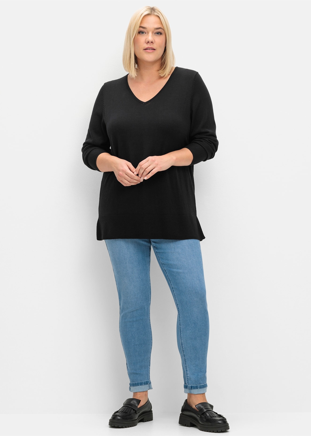 Sheego V-Ausschnitt-Pullover "V-Ausschnitt-Pullover" günstig online kaufen