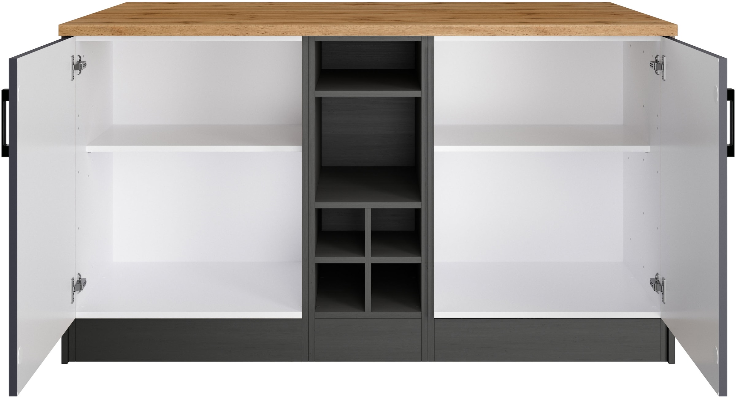 KOCHSTATION Kücheninsel »KS-Toronto«, Breite 153 cm, MDF-Fronten, Flaschenregal