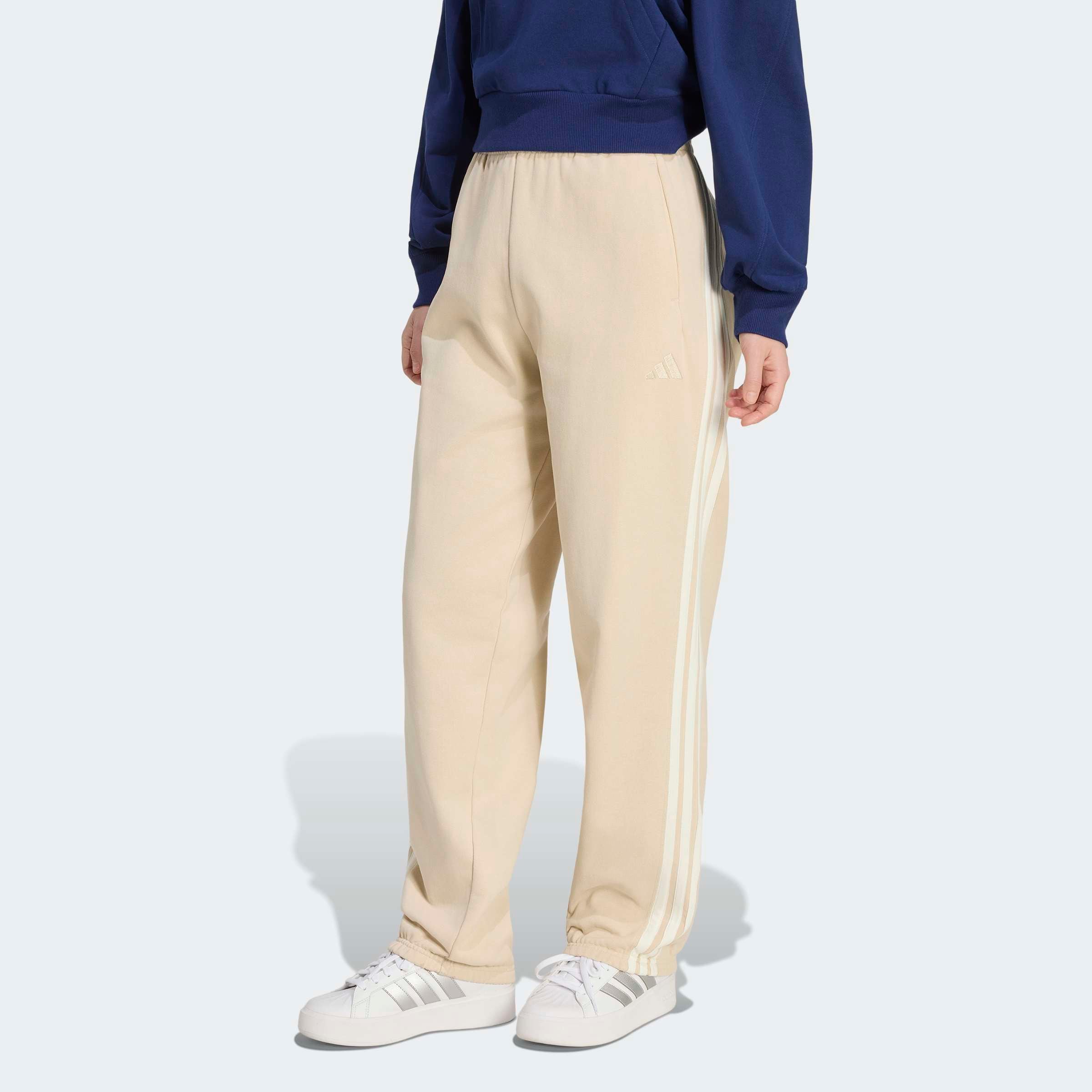 adidas Sportswear Sporthose "ADIDAS KIT 3-STREIFEN, LOCKER GESCHNITTEN, BÜNDCHEN" ohne Verschluss, aus Baumwolle, normale Weite