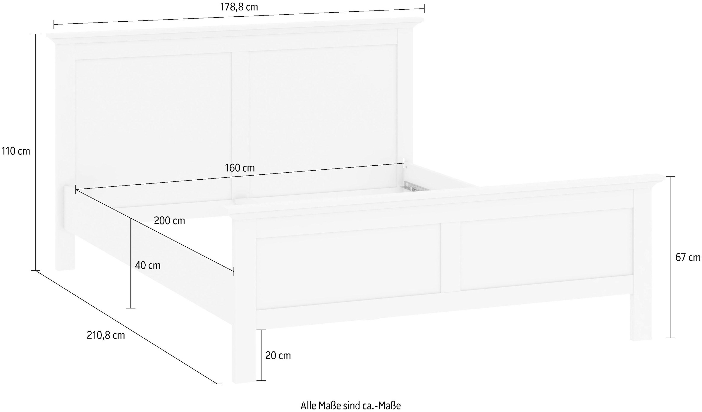 Home affaire Bett »Paris Bettgestell, Doppelbett,« mit Kassetten-Optik an Kopf- und Fußteil