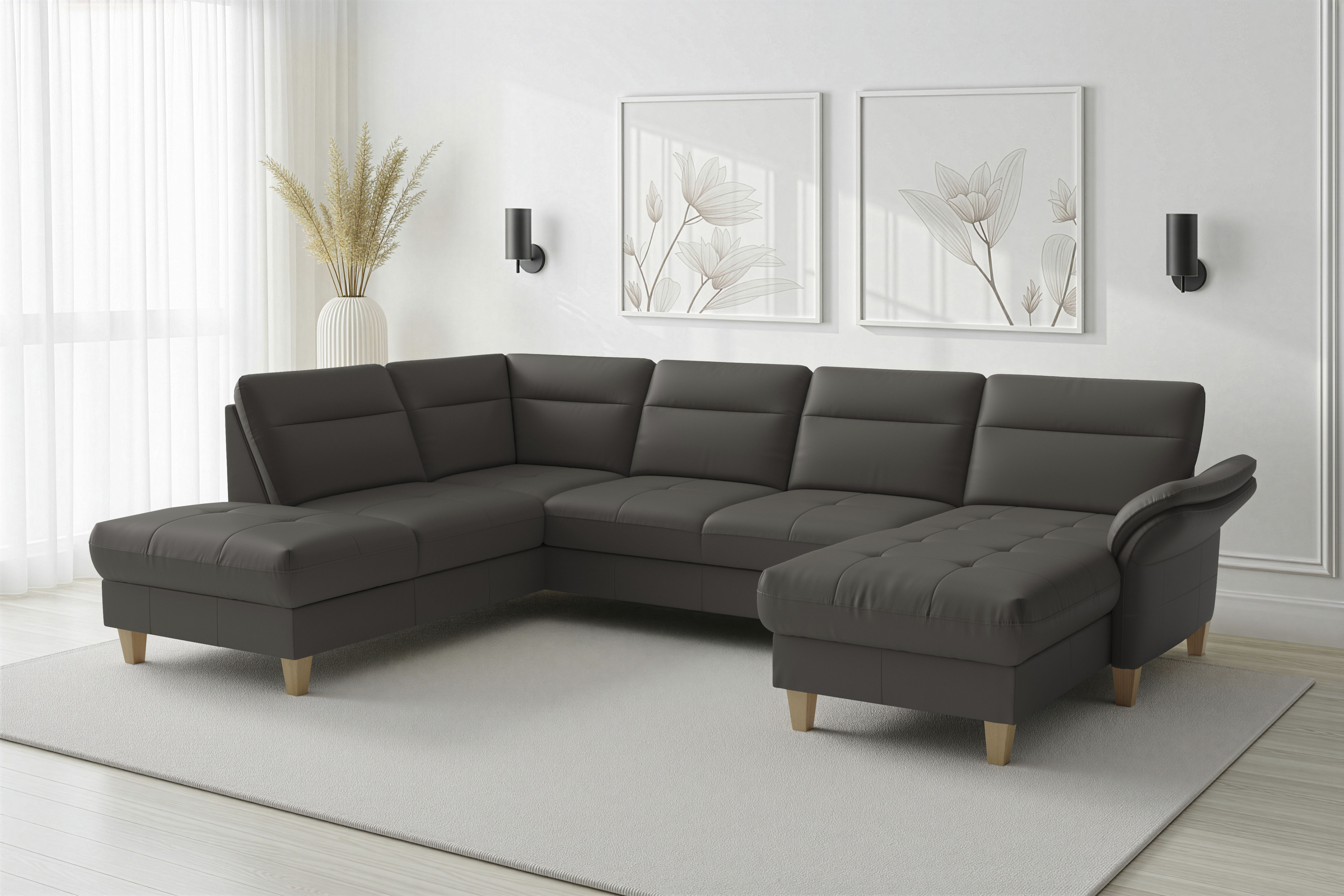 sit&more Wohnlandschaft "Pamela U-Form, B: 292 cm, optional Schlaffunktion & Bettkasten, Leder"