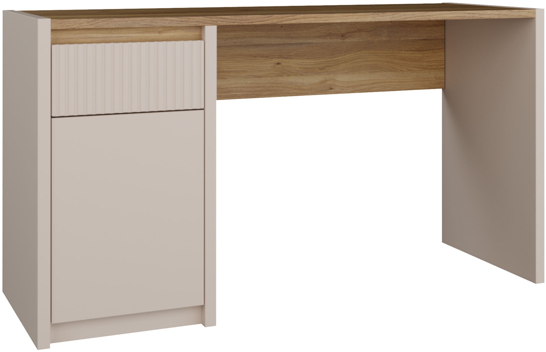 Thumbnail - FORTE Schreibtisch "Oak Squere" B/H/T 130/72/51,7cm, Soft Close, Vollauszug