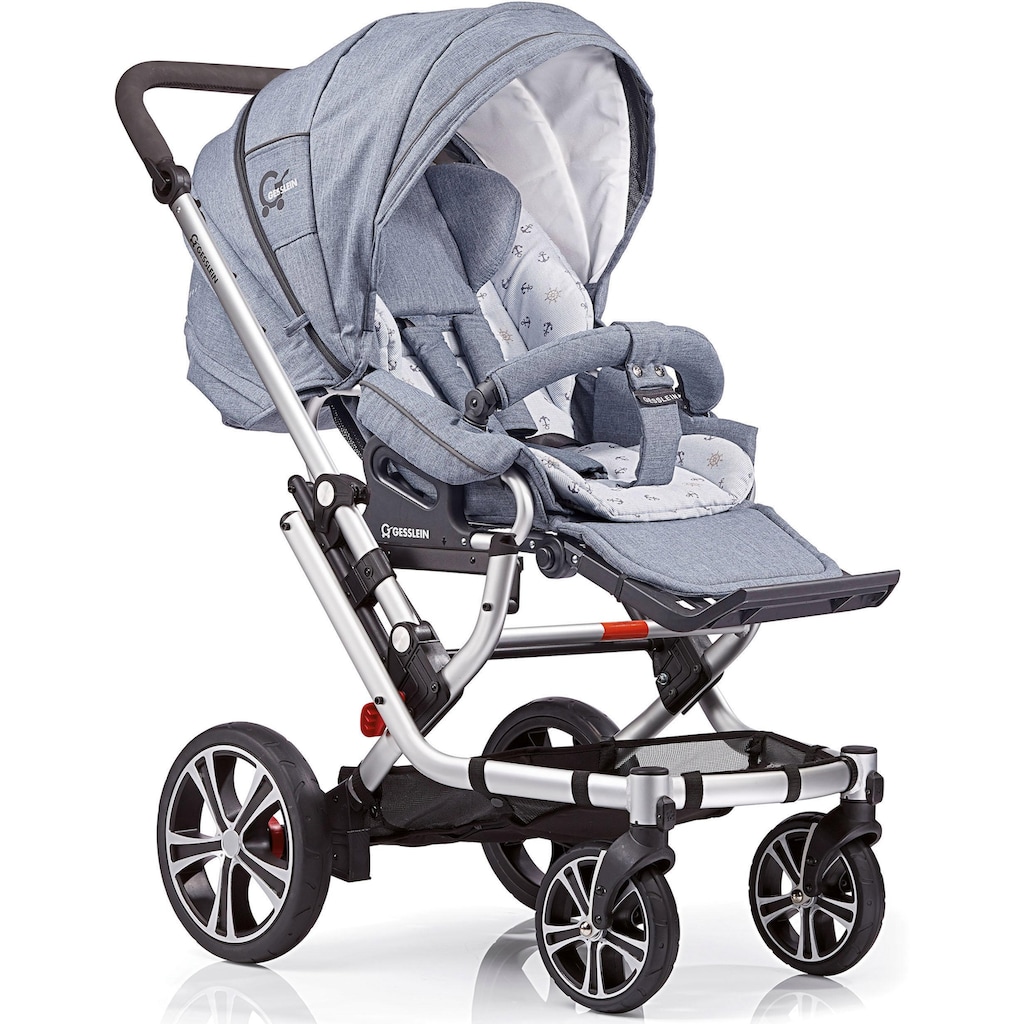 Gesslein Kombi-Kinderwagen »F6 Air+, Eloxiert Graphit mit Tragetasche C1 Lift, Anker«