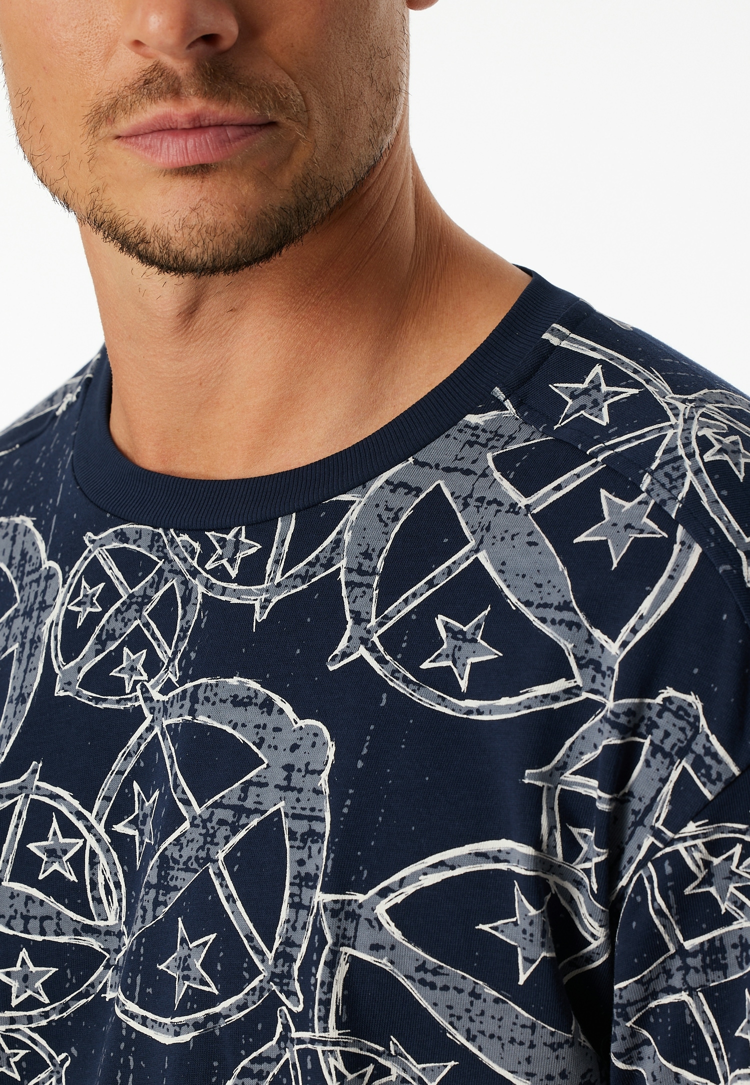 Schiesser Kurzarmshirt »SCHIESSER 150 YEARS«, Rundhalsausschnitt, Baumwolle, Allover-Print