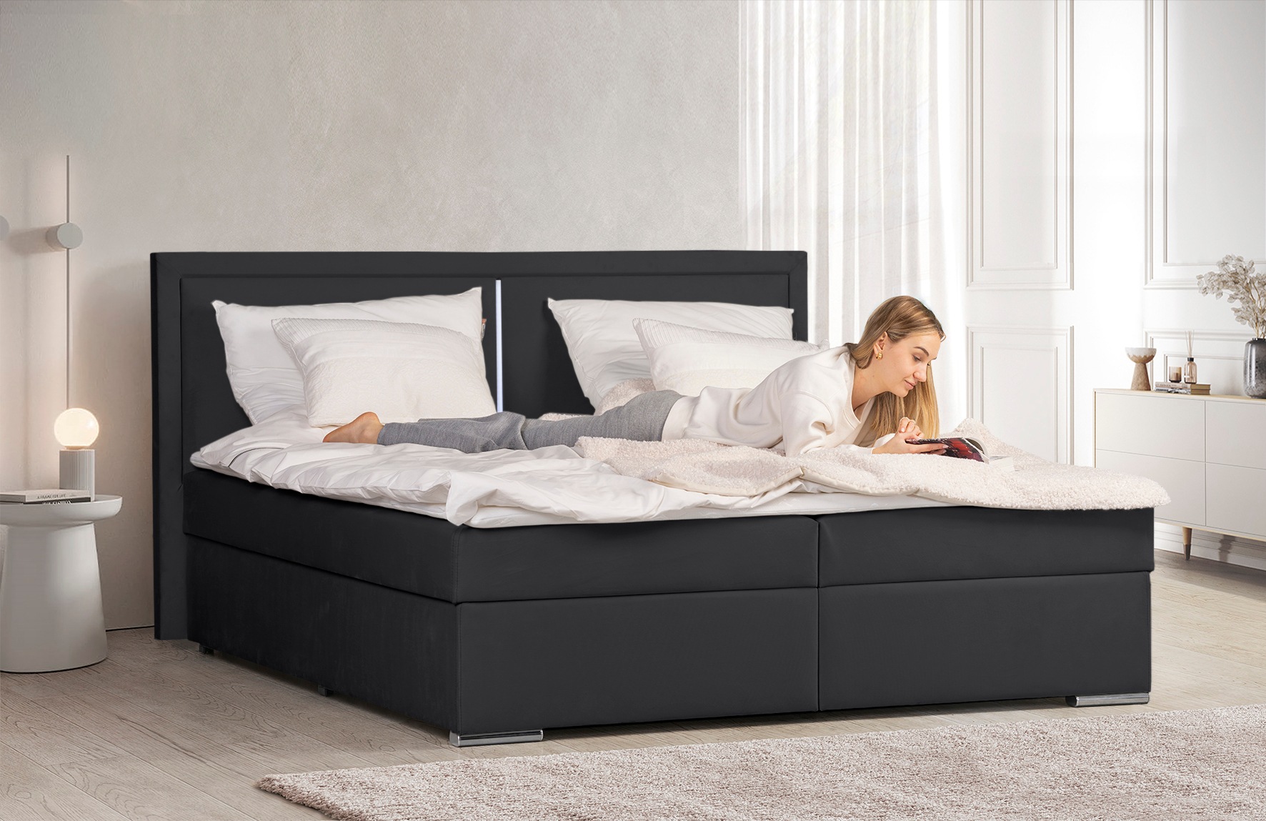 COLLECTION AB Boxbett »Athena«, Inkl. LED-Beleuchtung, Topper und Stauraum