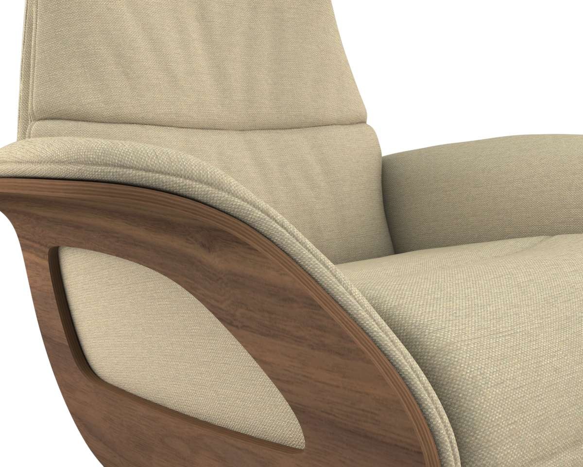 FLEXLUX Relaxsessel »Clement elektrischer Funktionsessel«, Größe M, Rücken & Fußteil elektrisch, Akku, Arml. Walnuss, Fuß Alu