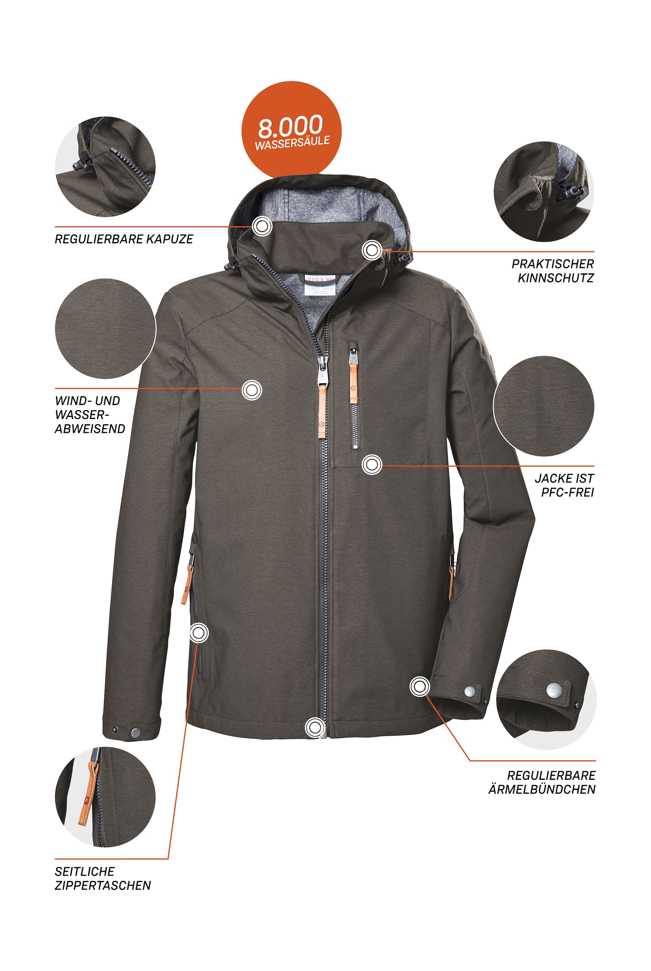 G.I.G.A. DX by killtec Softshelljacke »GS 7 MN SFTSHLL JCKT«, Herren Softshelljacke: wasserabweisend, abnehmbare Kapuze, nachhaltig