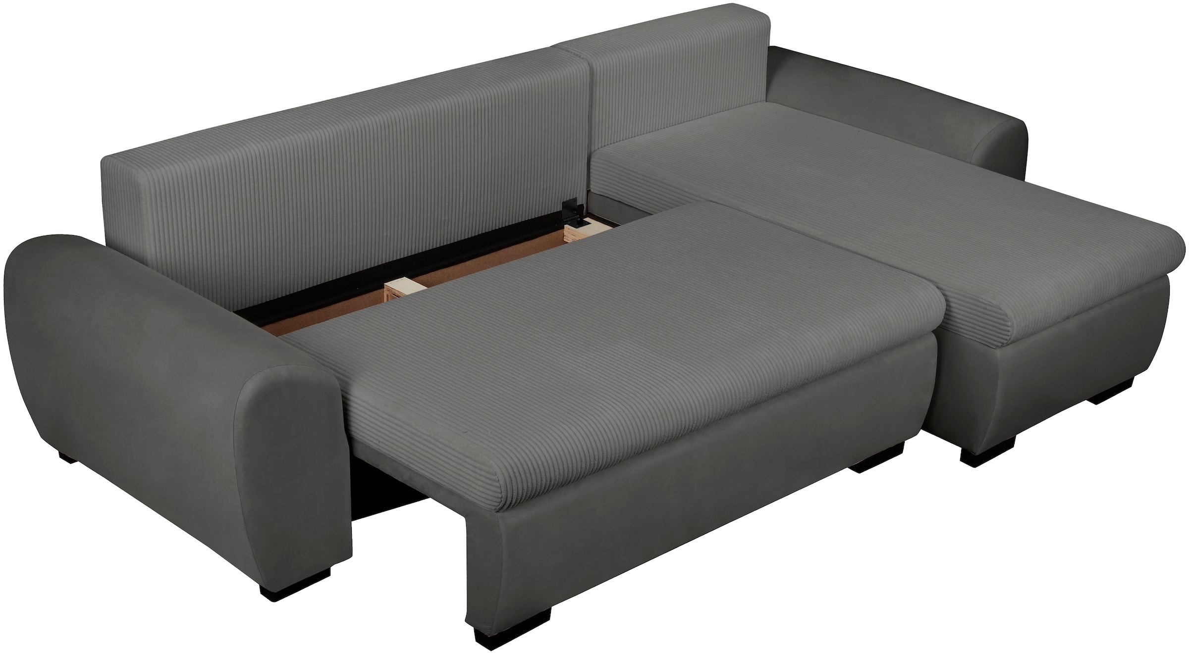 OTTO home Ecksofa »KIVELLA Cord-Struktur, L-Form, 240 cm« Schlaffunktion(128/191), Bettkasten, Cord-Struktur-Mix