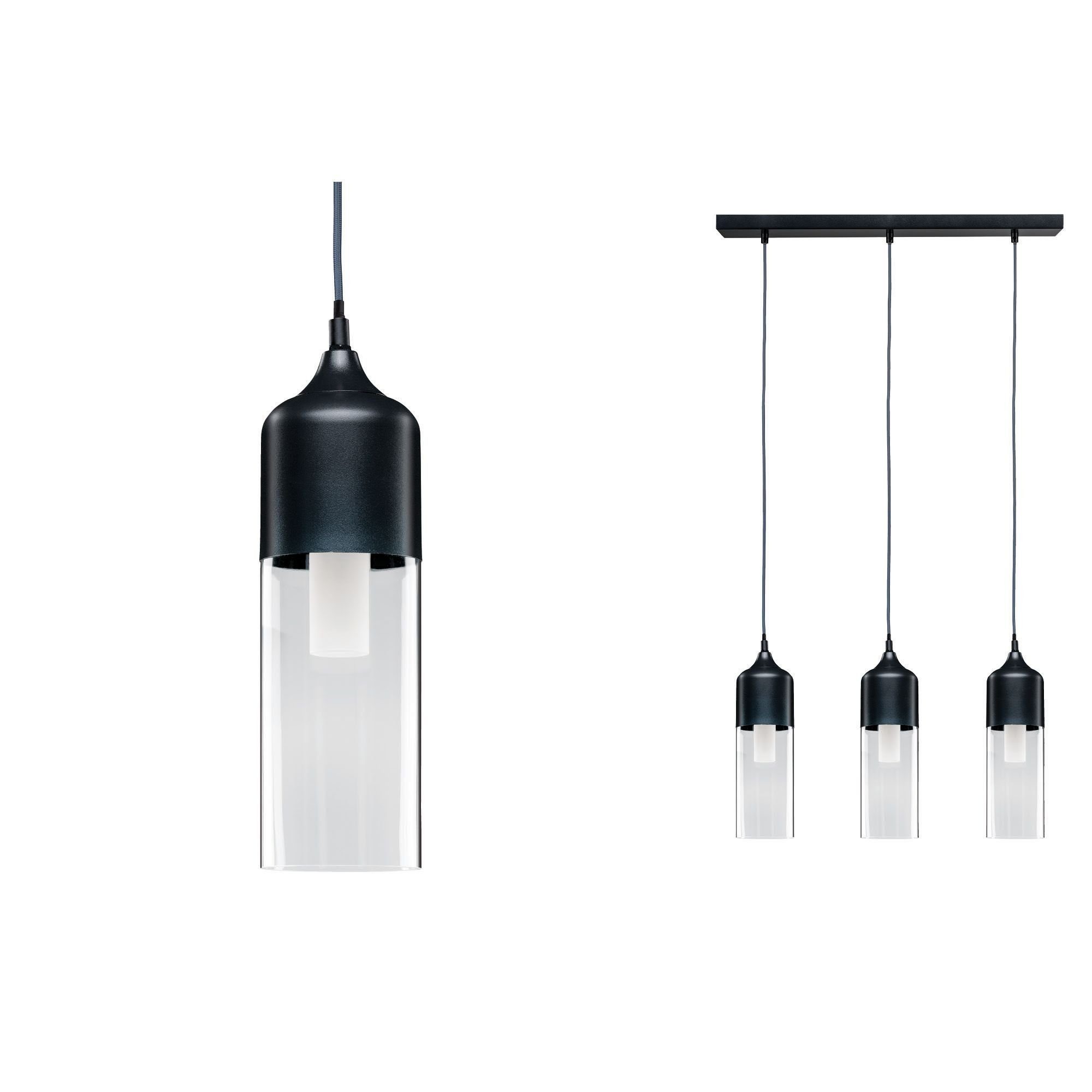 Paulmann LED Pendelleuchte Neordic Vanja Glas/Grau, E27, 1 St.