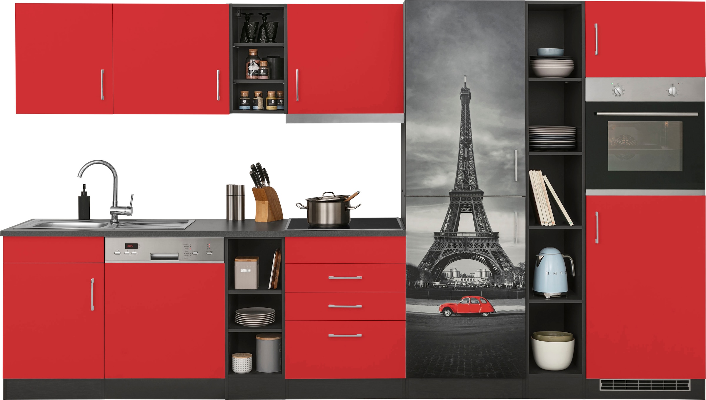 HELD MÖBEL Küchenzeile »Paris«, mit E-Geräten, Breite 350 cm, wahlweise mit  Induktionskochfeld kaufen | BAUR