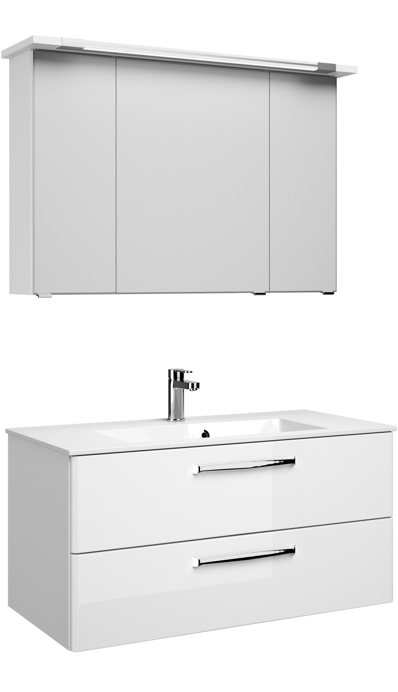 Saphir Badmöbel-Set "Trentino 2-tlg Mineralmarmor-Waschtisch, Spiegelschran günstig online kaufen