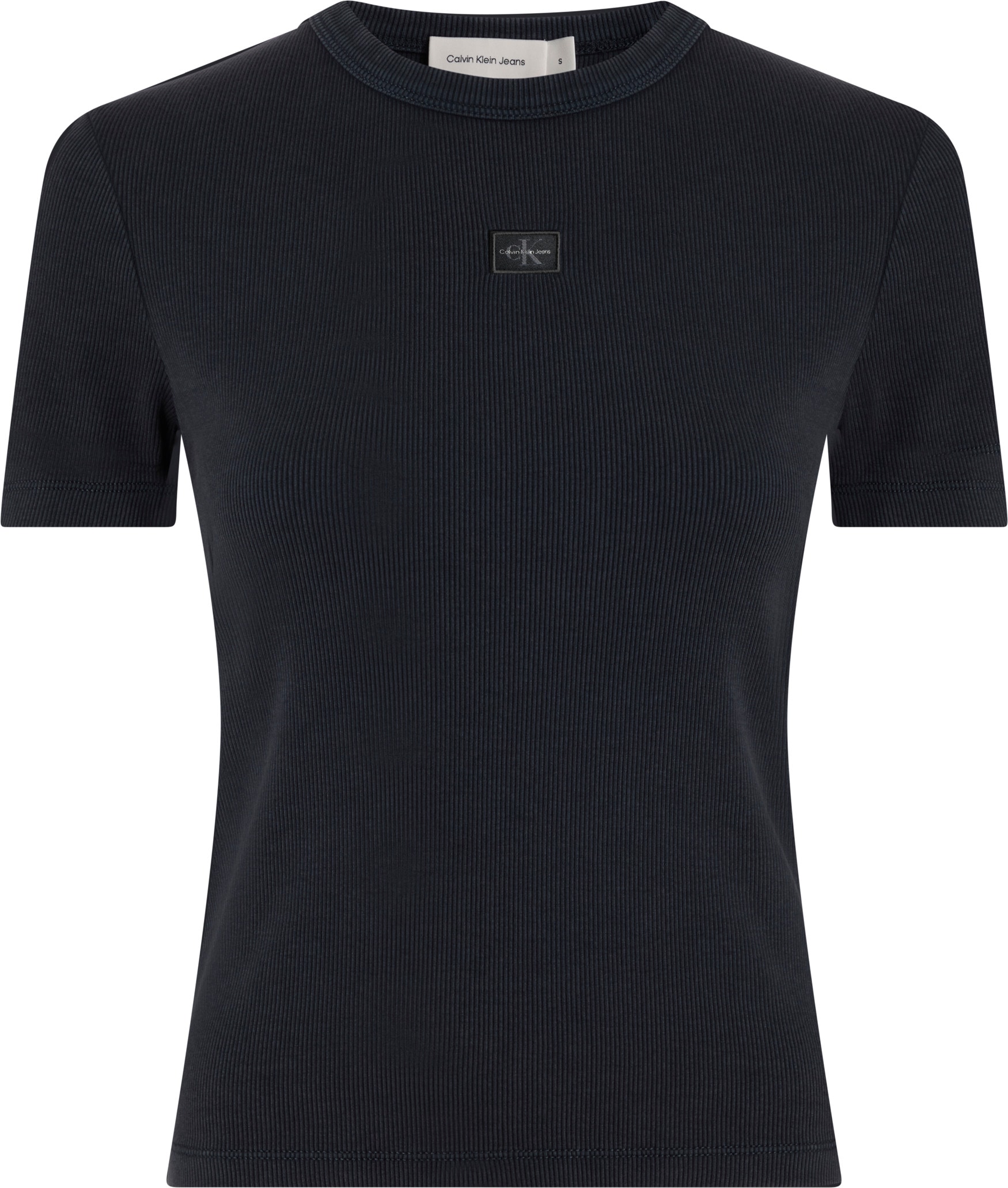Calvin Klein Jeans T-Shirt »WOVEN LABEL RIB FITTED TEE«, mit Logo