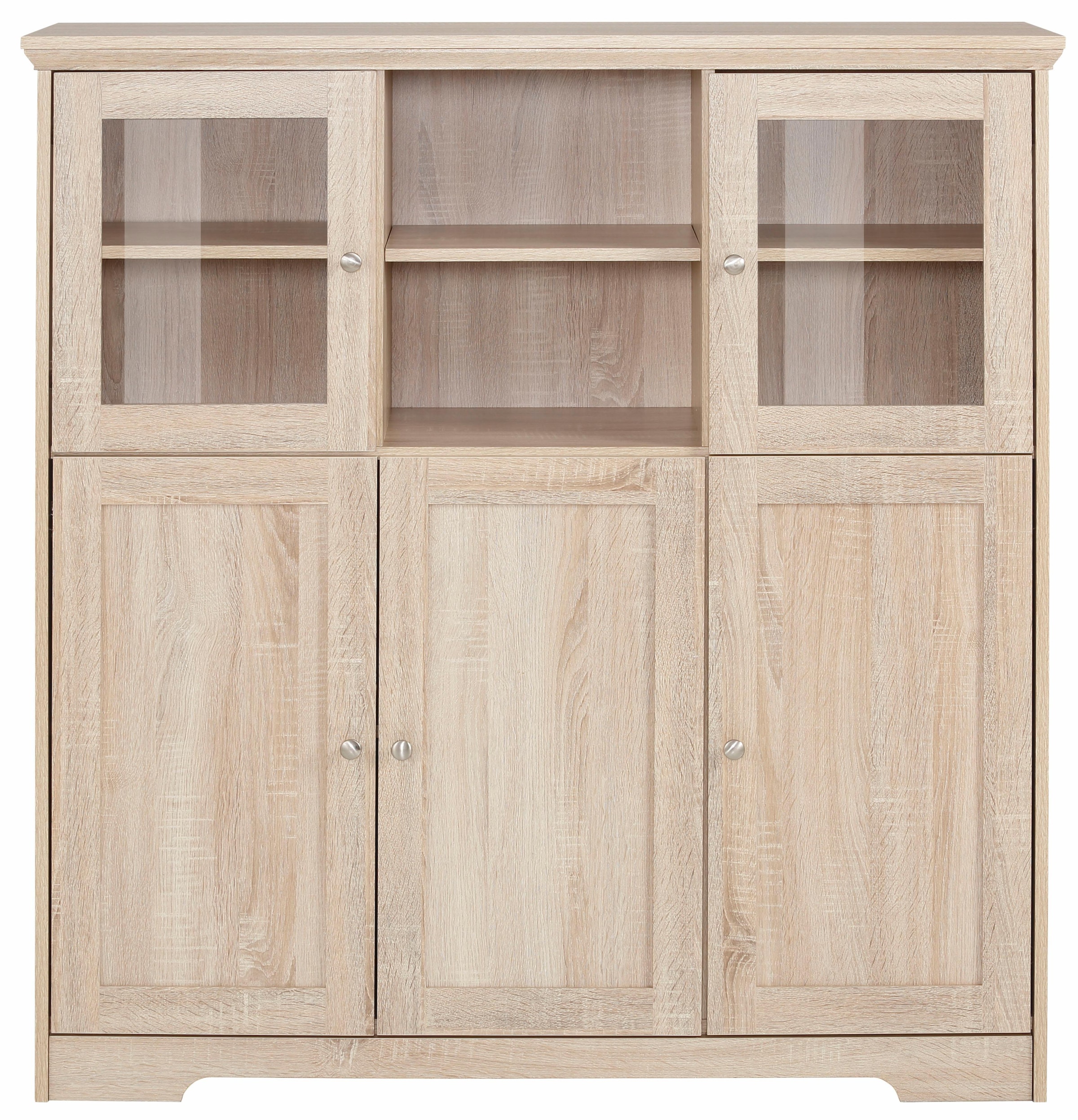 Home affaire Highboard »Nanna«, Vitrine in Eichen-Optik, Breite 118 cm