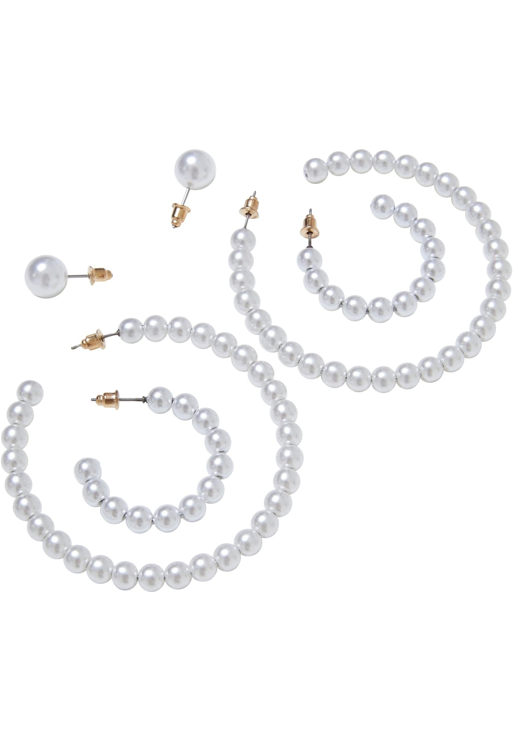 URBAN CLASSICS Schmuckset »Urban Classics Unisex Pearl Hoop Earring 3-Pack«, (1 tlg.)