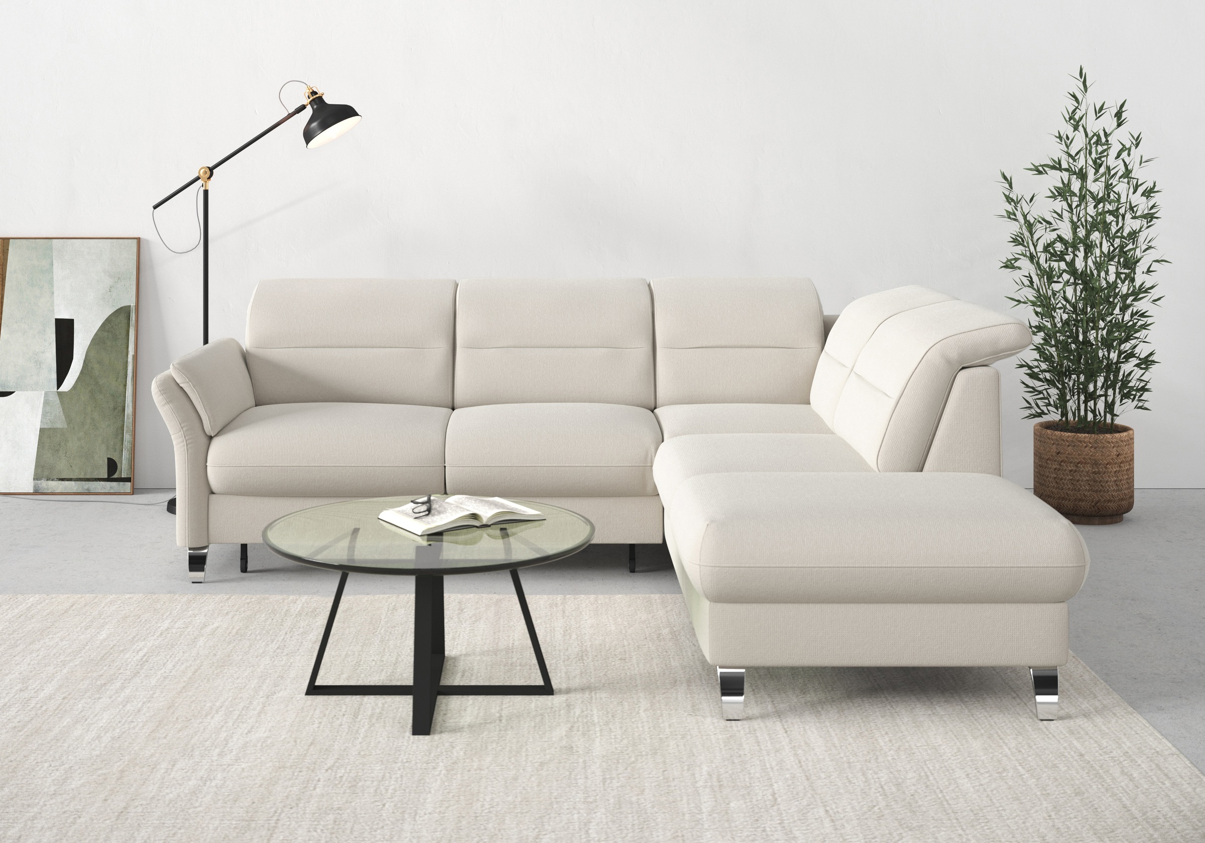 Thumbnail - sit&more Ecksofa "Grenoble L-Form mit Federkern" wahlweise mit Bettfunktion, Bettkasten, Arm- und Kopfteilverstellung