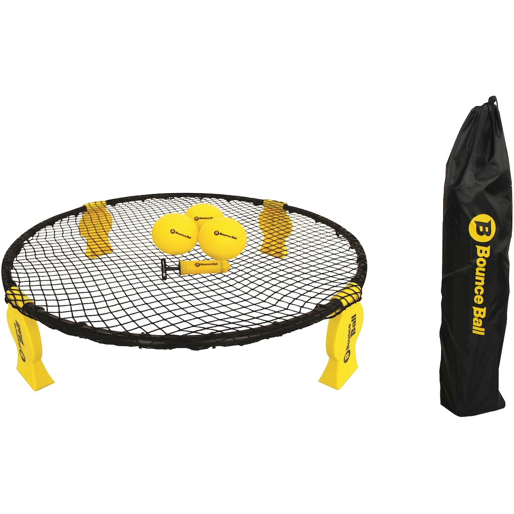 L.A. Sports Trampolinnetz »Bounce Ball Deluxe Set«, (Set, 8 St., Rundnetz, Tragetasche, 3 Spielbälle, Ballpumpe, Anleitung)