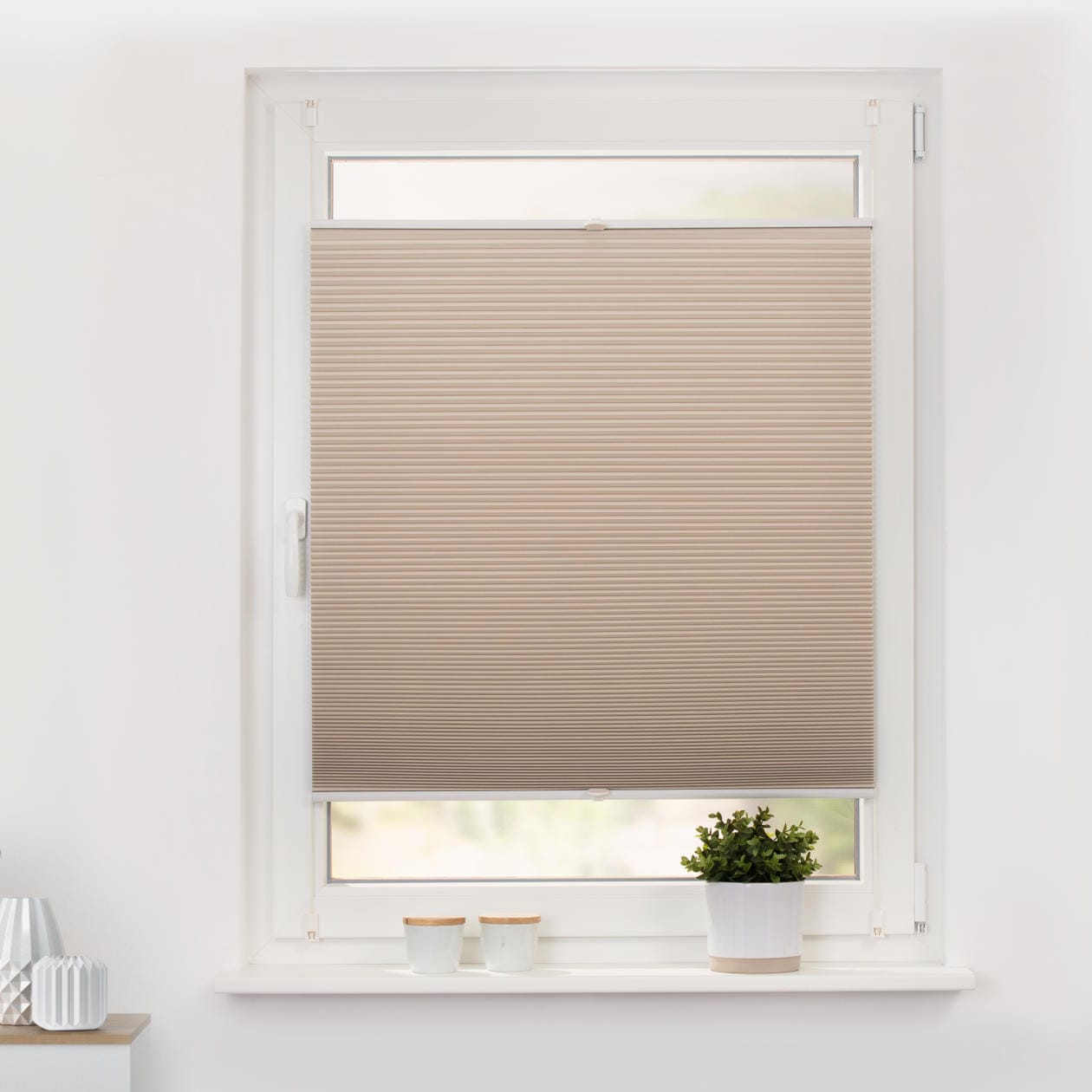 Wabenplissee, B:70cm H:130cm, beige, LICHTBLICK ORIGINAL, Plissees, "Thermo-Plissee Klemmfix ohne Bohren, Verdunkelung, verspannt", energiesparend,