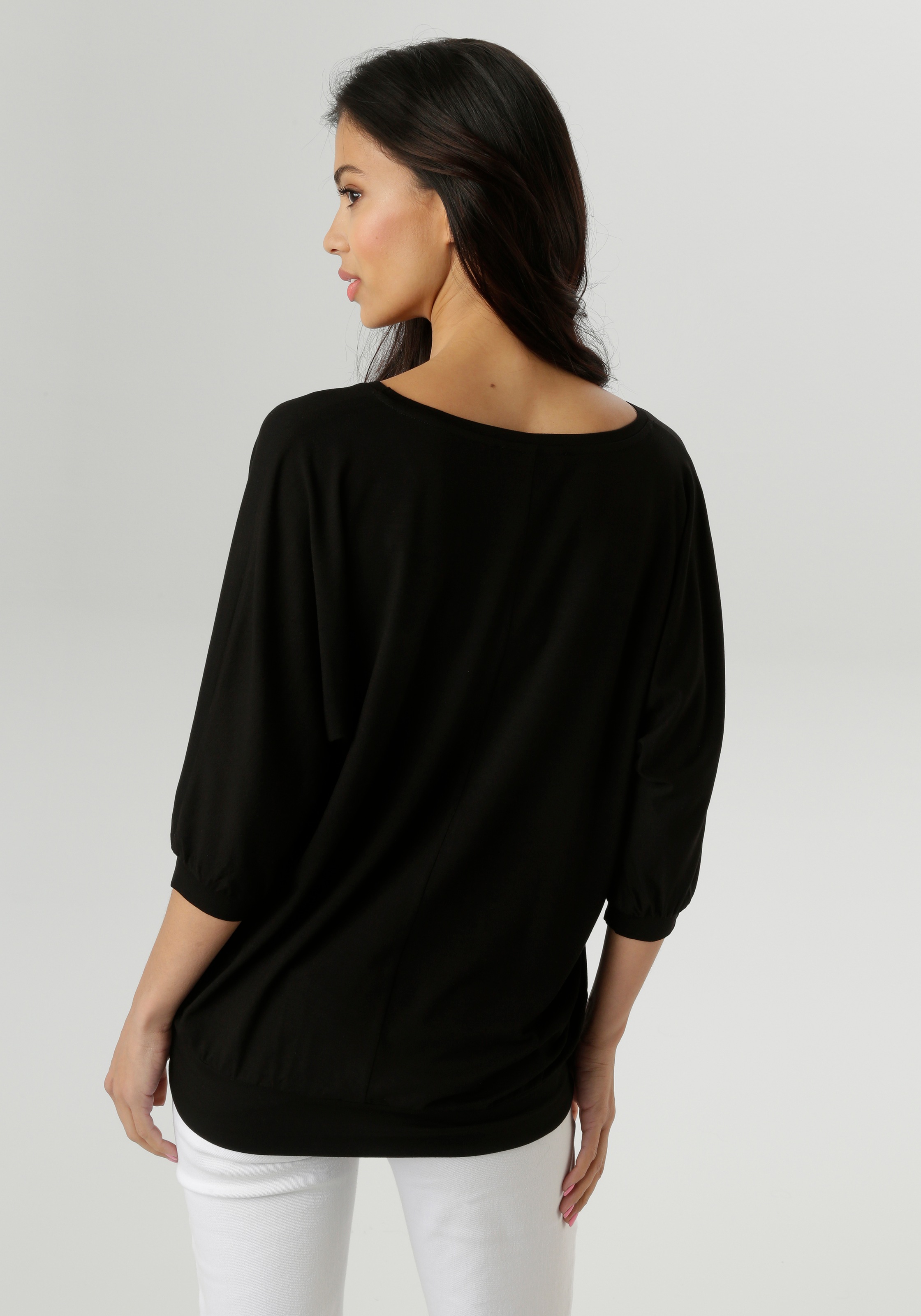 Aniston SELECTED 3/4-Arm-Shirt, mit weißen und goldfarbigen Statements - NE günstig online kaufen