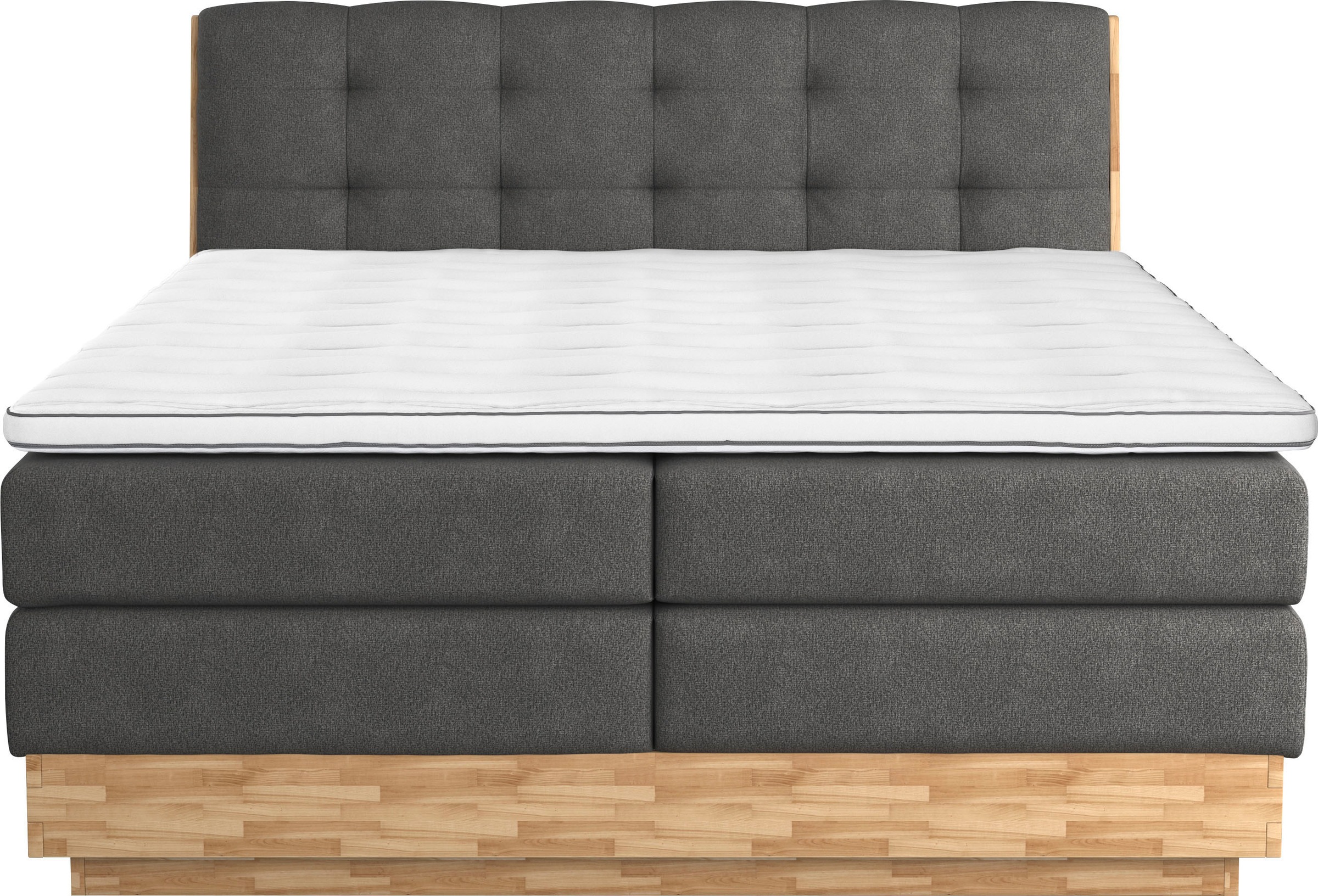 Boxspringbett HOME AFFAIRE "Naome", grau (anthrazit), B:201cm L:217cm, 100% Polyester, Komplettbetten, Boxspringbett, Boxspringbett, Inklusive Topper 5