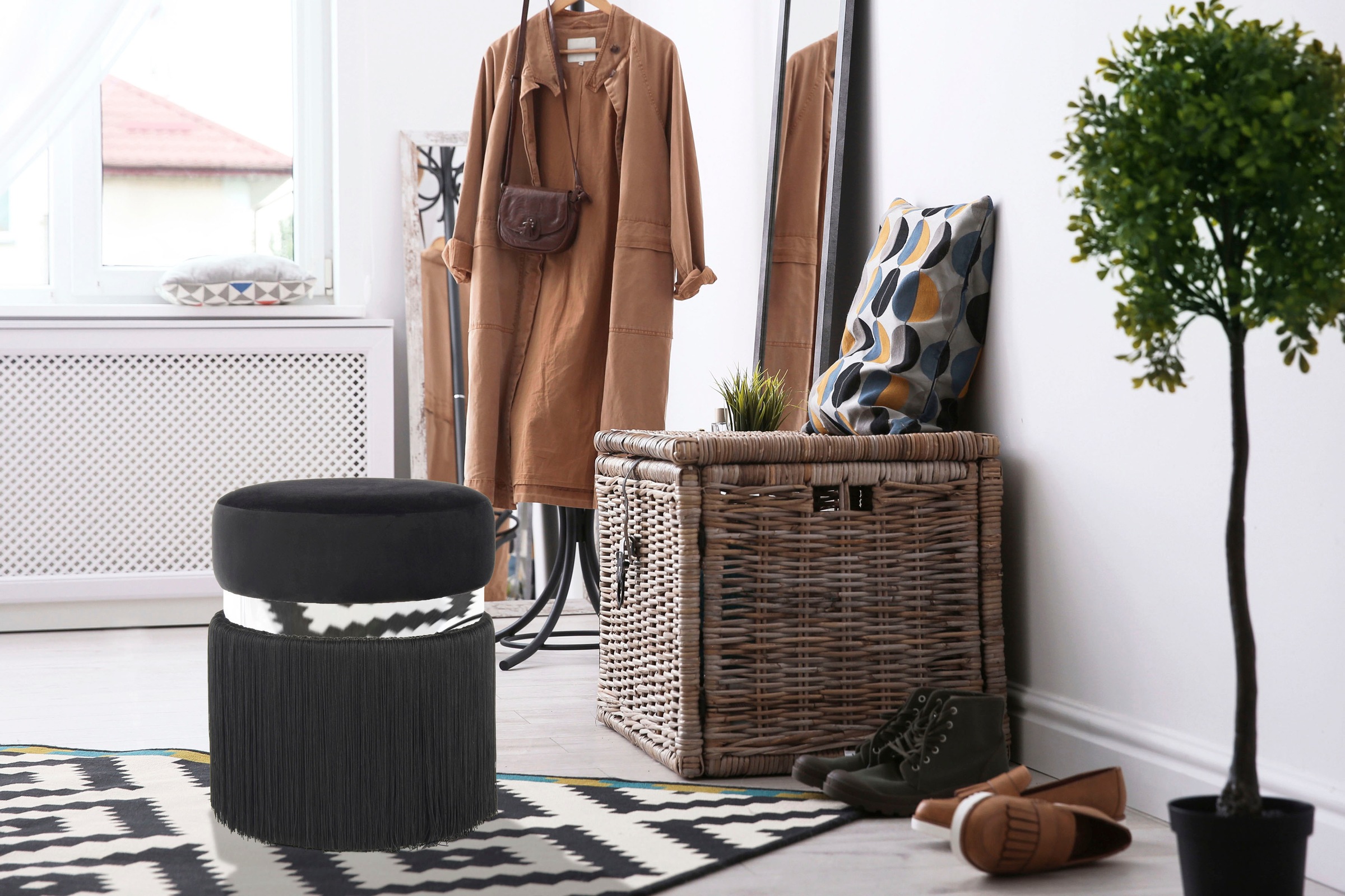 Kayoom Sitzhocker »Hocker Rebecca 925, Sitzpouf in runder Form,mit samtigem Bezug«, (1 St.), pflegeleicht, modern, vielseitig verwendbar, Sitzfläche gepolstert
