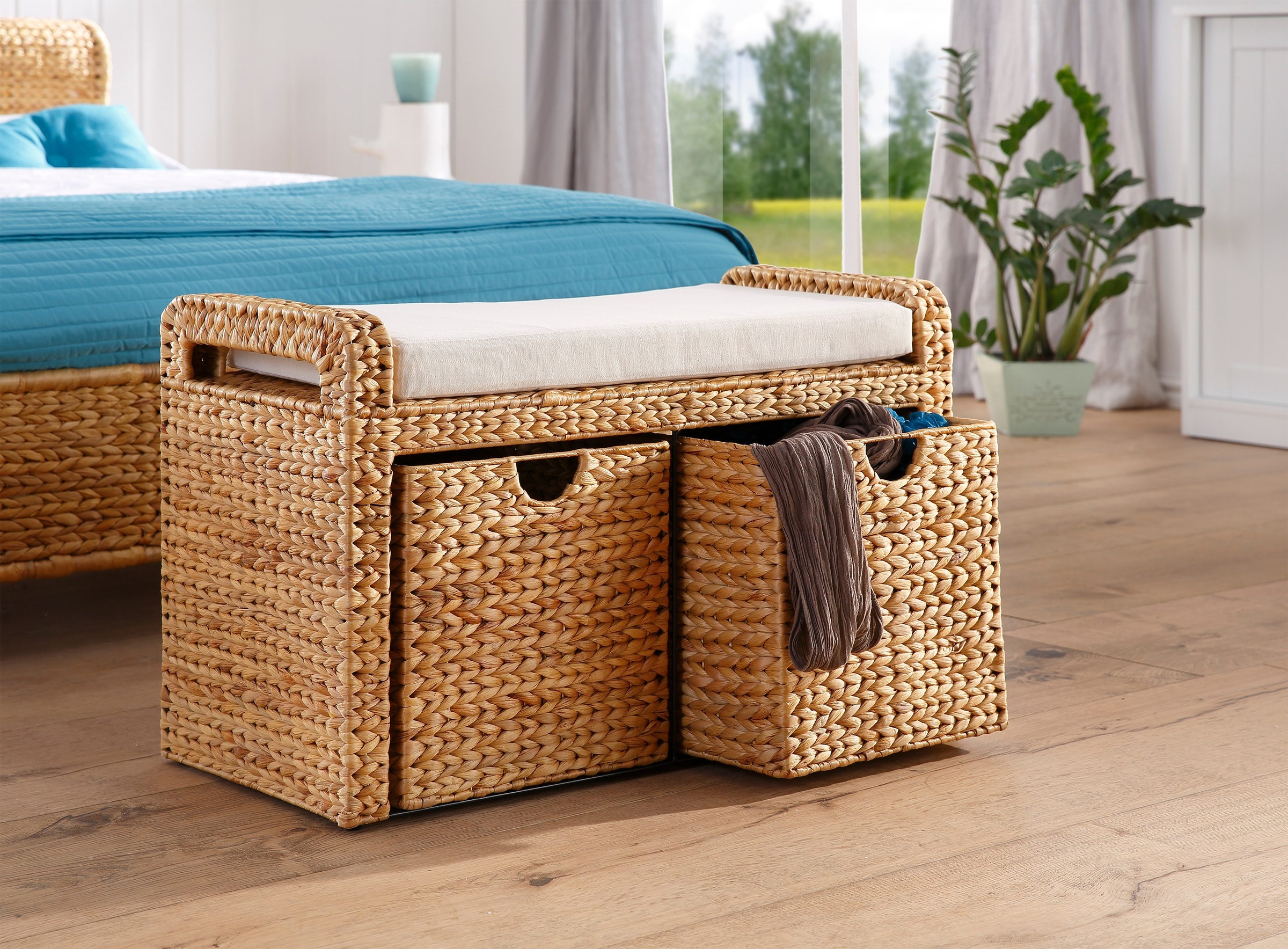 Home affaire Bank »Wenham«, aus geflochtener Wasserhyazinthe, inklusive Sitzkissen, Breite 80 cm