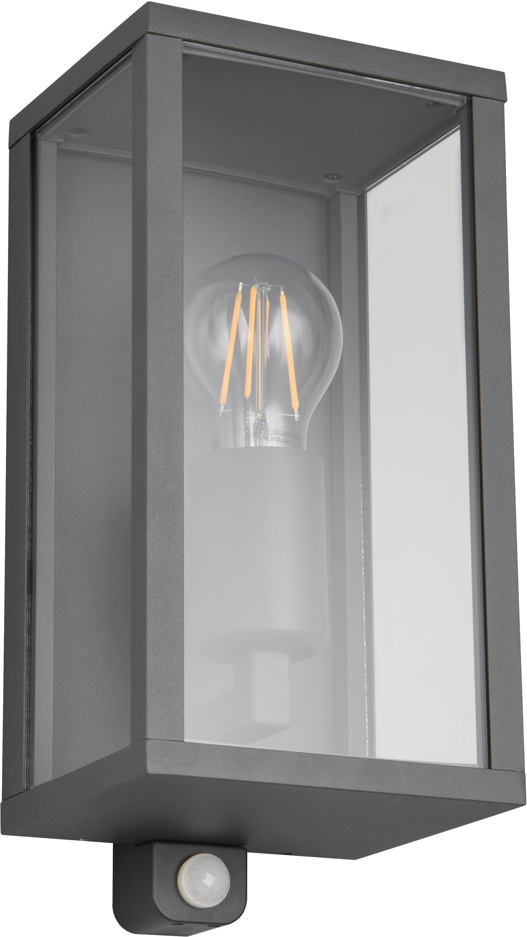 TRIO Leuchten Außen-Wandleuchte »GARONNE, Outdoor Wandlampe exkl 1x E27 max 60W, Hauswand-Leuchte« E27 1 Stk. warmweiß - kaltweiß Garten Wandleuchte IP44 mit Bewegungsmelder, Leuchtdauer einstellbar