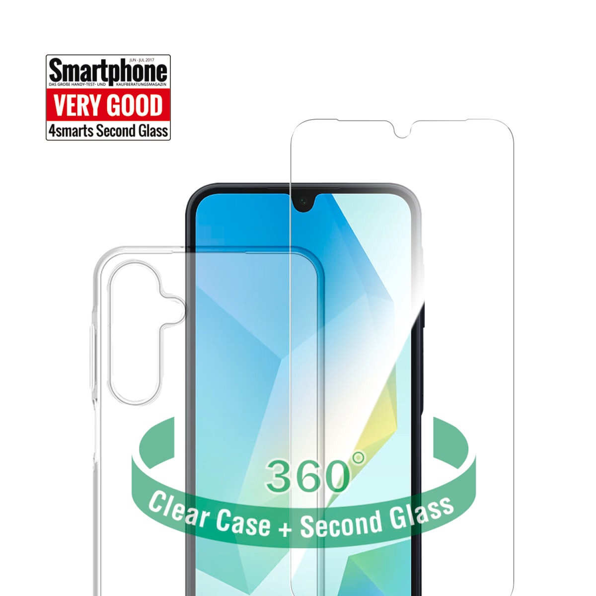 4smarts Handyhülle »360° Protection Set für Samsung Galaxy A16«, Backcover, Schutzhülle, Handyschutzhülle, Case, Schutzcase, stoßfest