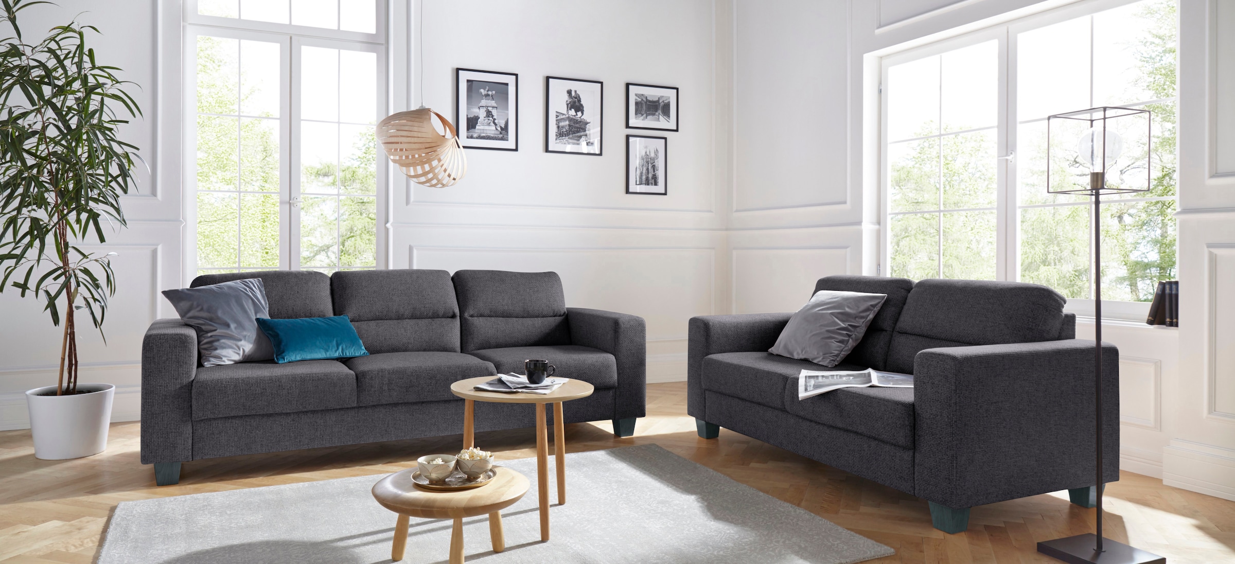 TRENDMANUFAKTUR 2,5-Sitzer »Chamber mit hohem Sitzkomfort«, in zeitloser Optik, Kopfstützen optional bestellbar