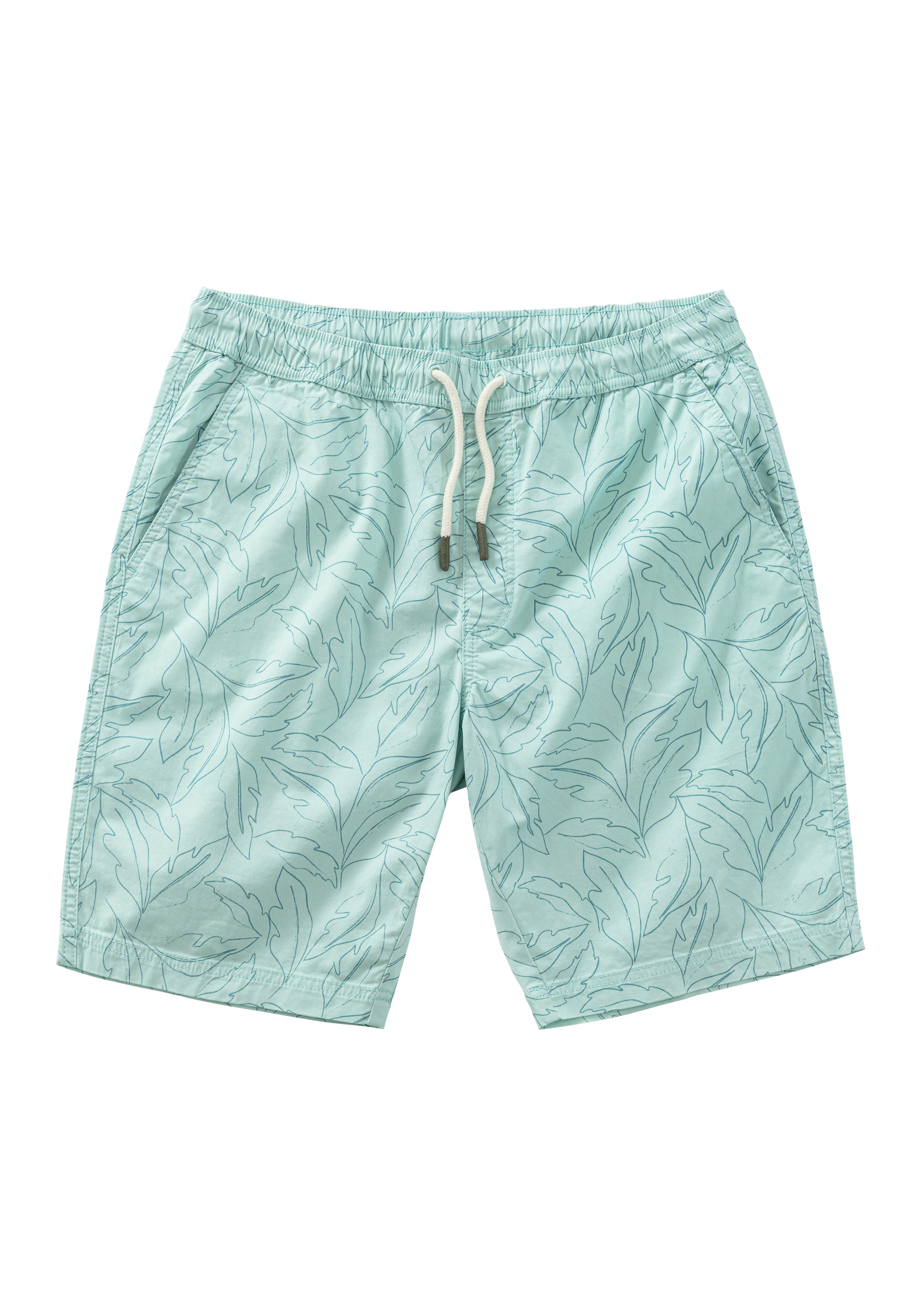 John Devin Shorts "- Bermuda mit Blätter-Print" kurze Schlupfhose aus elastischer, gewebter Baumwollqualität