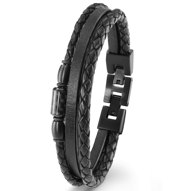 + »2022637«, Lederarmband aus ▷ s.Oliver | Edelstahl Carbon BAUR für