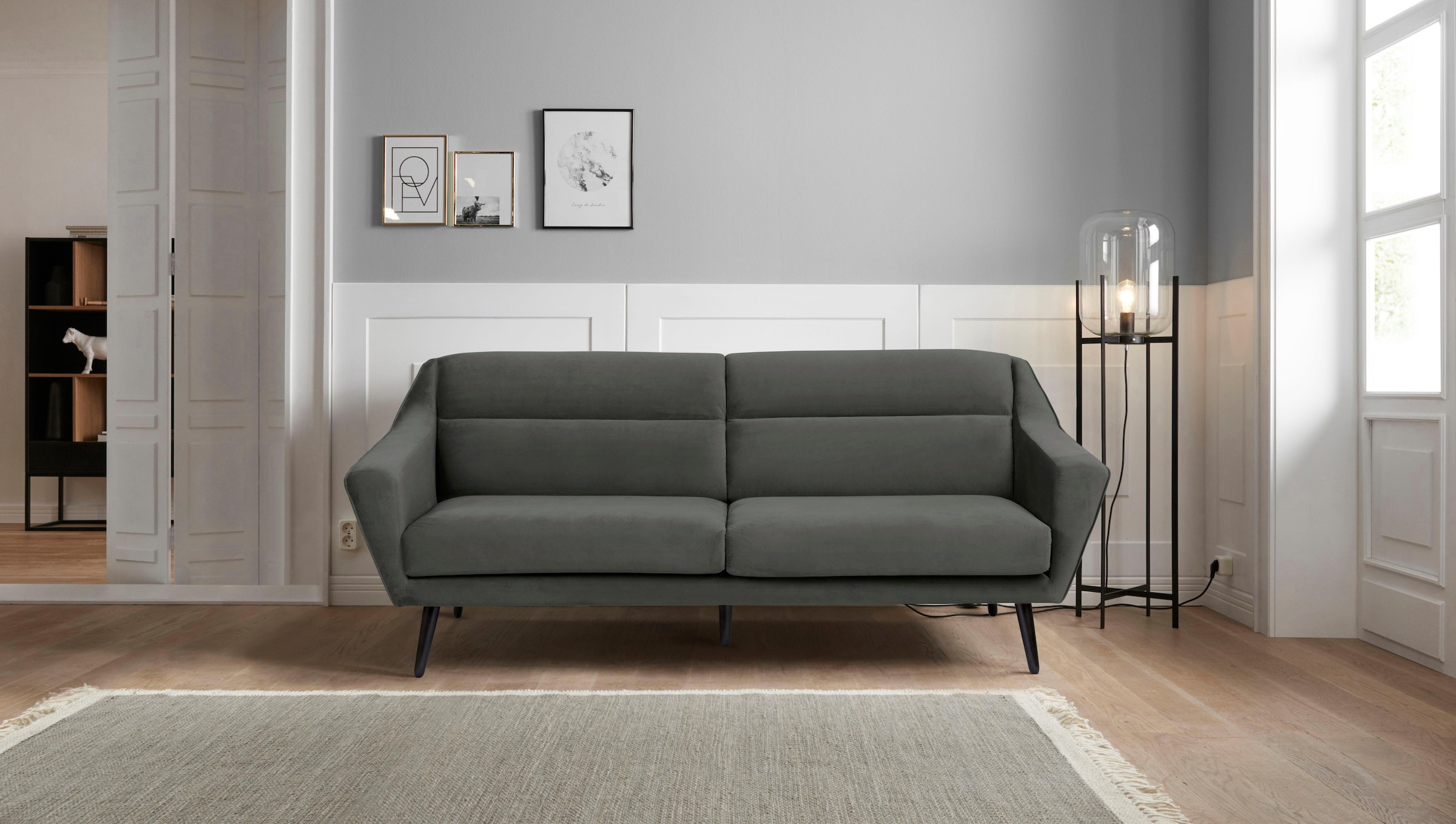 OTTO home 3-Sitzer "Bille" mit Naht im Rückenkissen und Eiche-Beinen, Desig günstig online kaufen