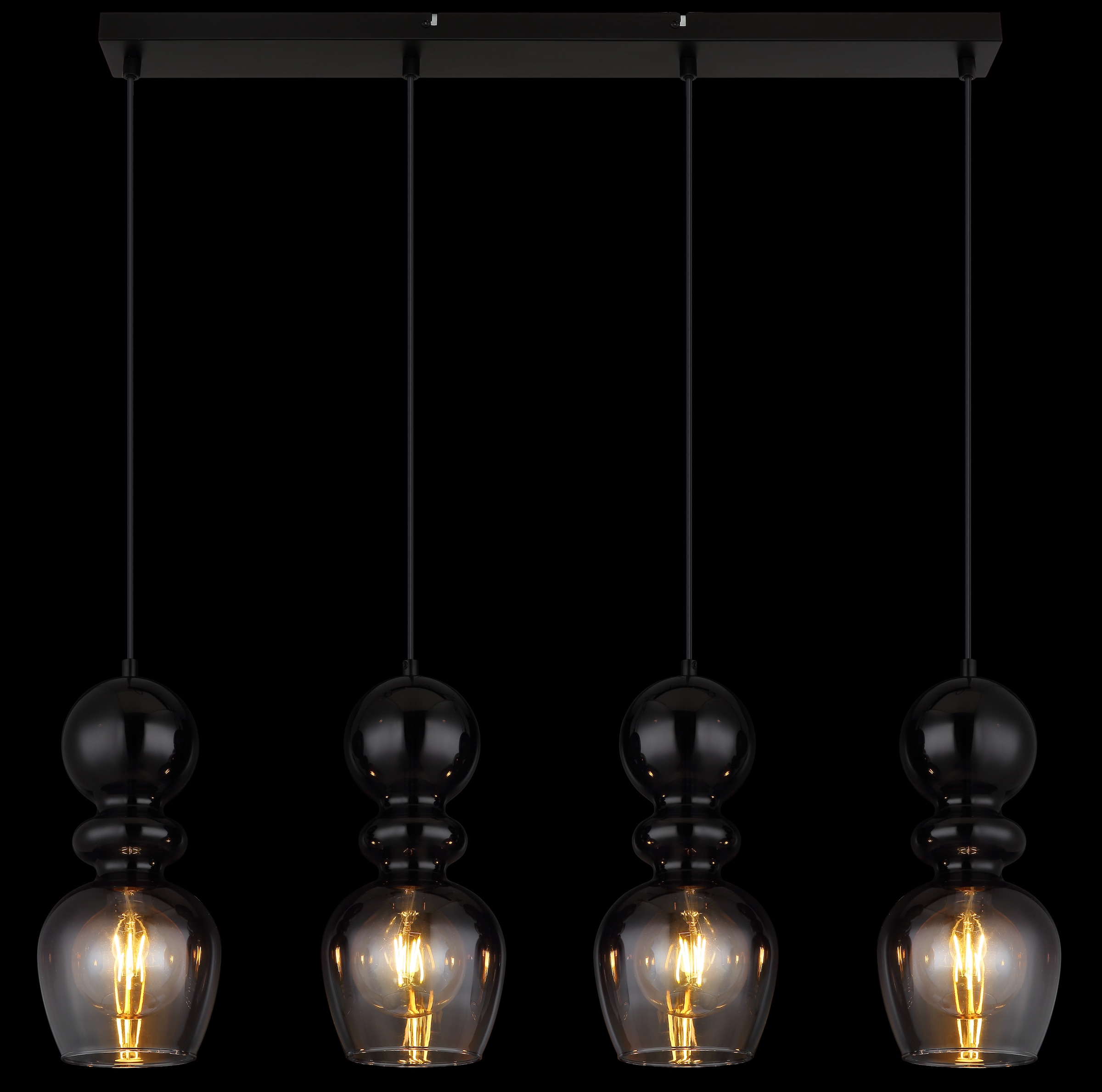 GLOBO LIGHTING Hängeleuchte »CLARITY«, Leuchtmittel E27 | ohne Leuchtmittel, Hängelampe/Schlafzimmer/Wohnzimmer/schwarz/ 4 bauchige Gläser