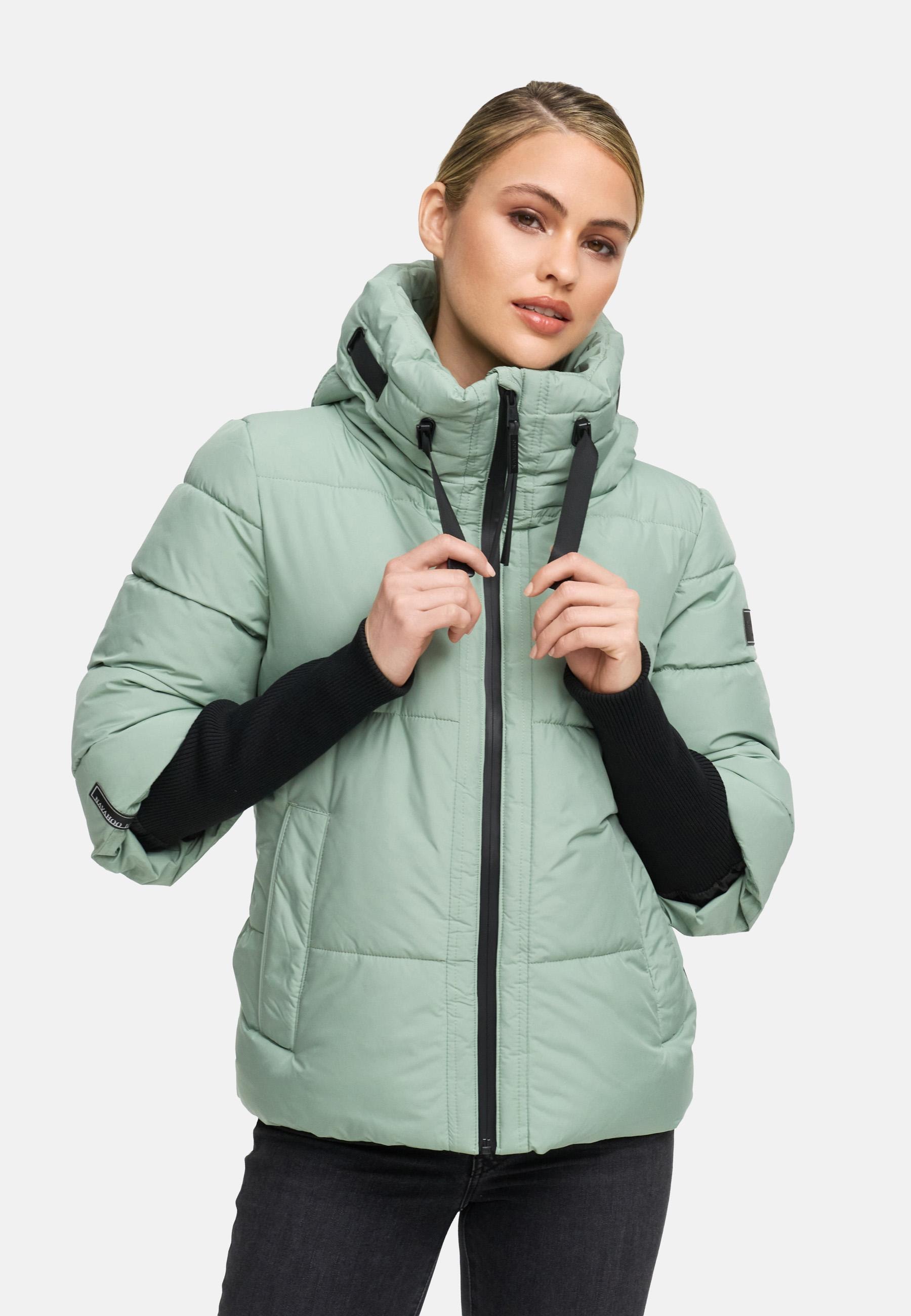 Navahoo Steppjacke »Lotusherz XIV«, mit Kapuze, Warme gesteppte Winterjacke mit Rippstrickärmeln