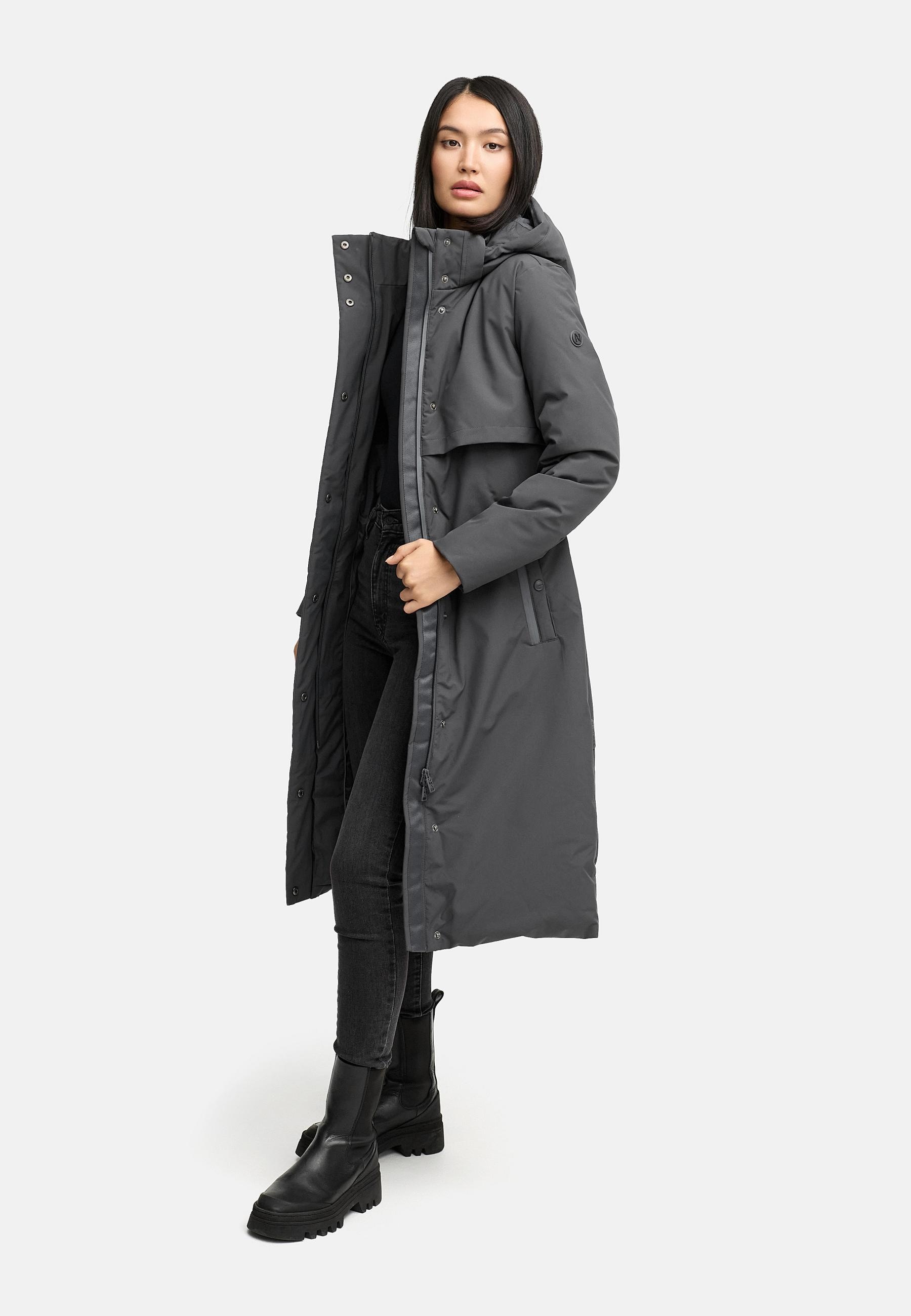 Navahoo Wintermantel »Waldbummler 14«, Wasserdichter Winterparka mit Kapuze und Taillengürtel