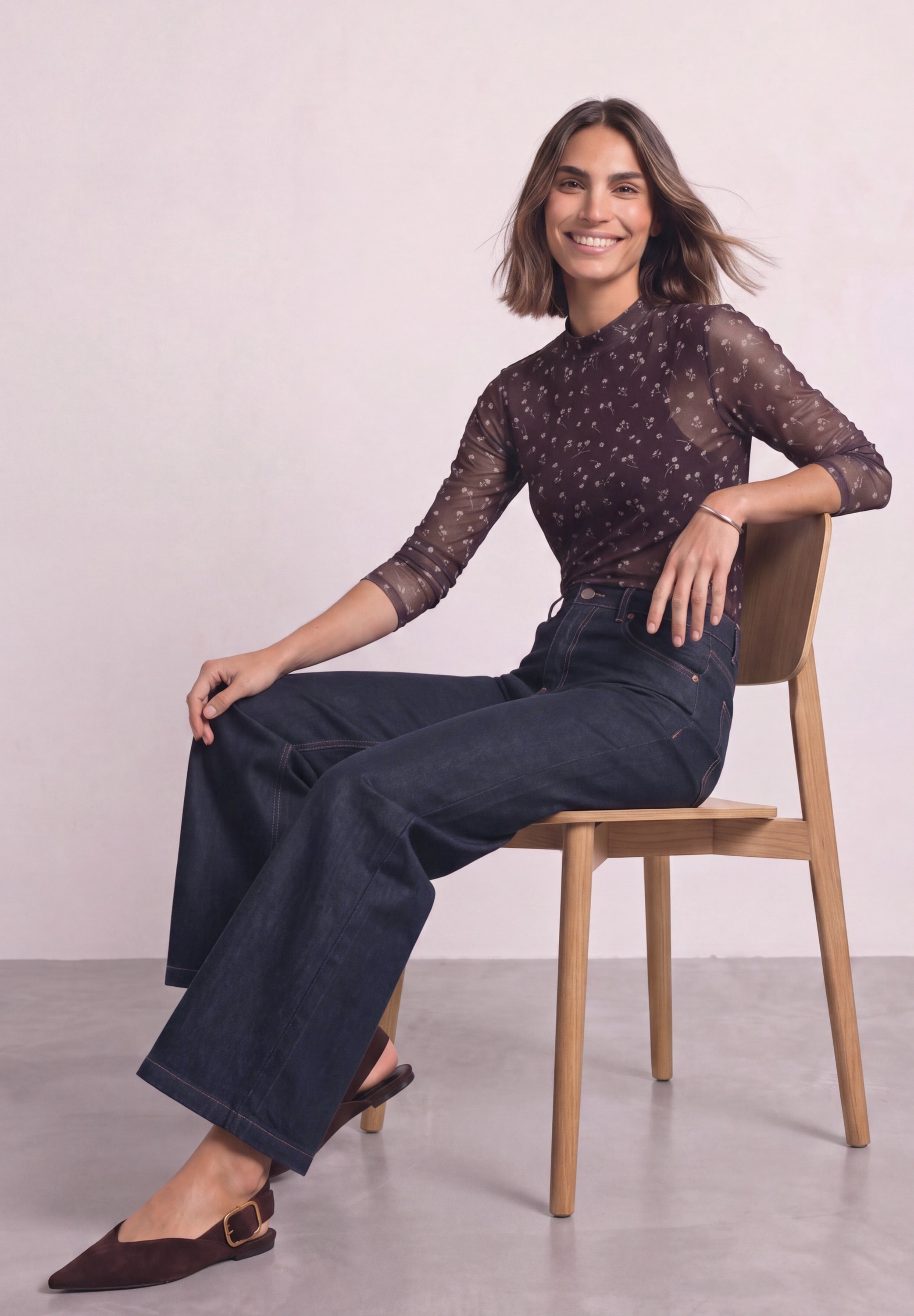 STREET ONE Langarmshirt Mesh-Shirt mit Rundhals und Prints