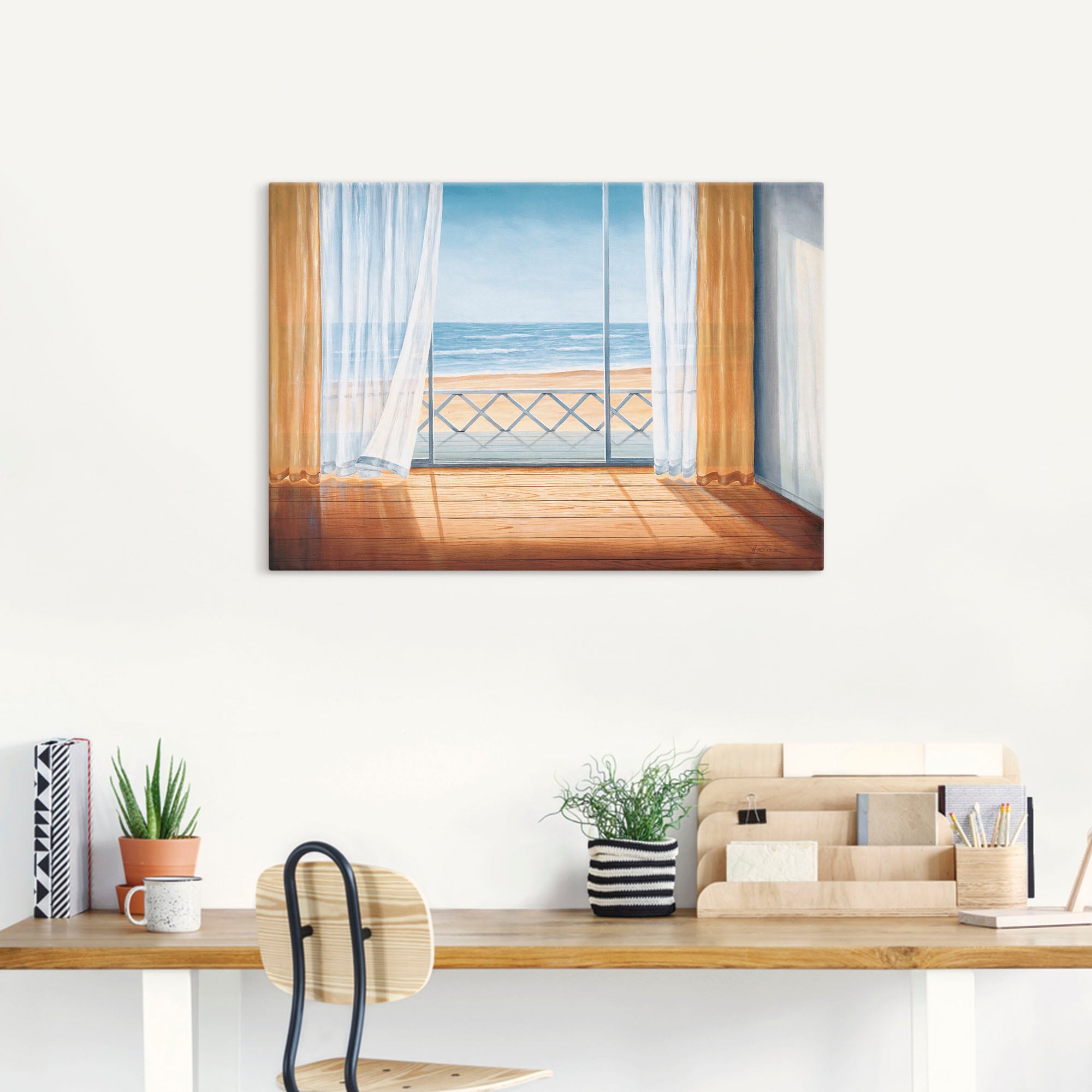 Artland Wandbild »Terrasse mit Meerblick«, Fensterblick, (1 St.), als Alubild, Outdoorbild, Leinwandbild in verschied. Größen