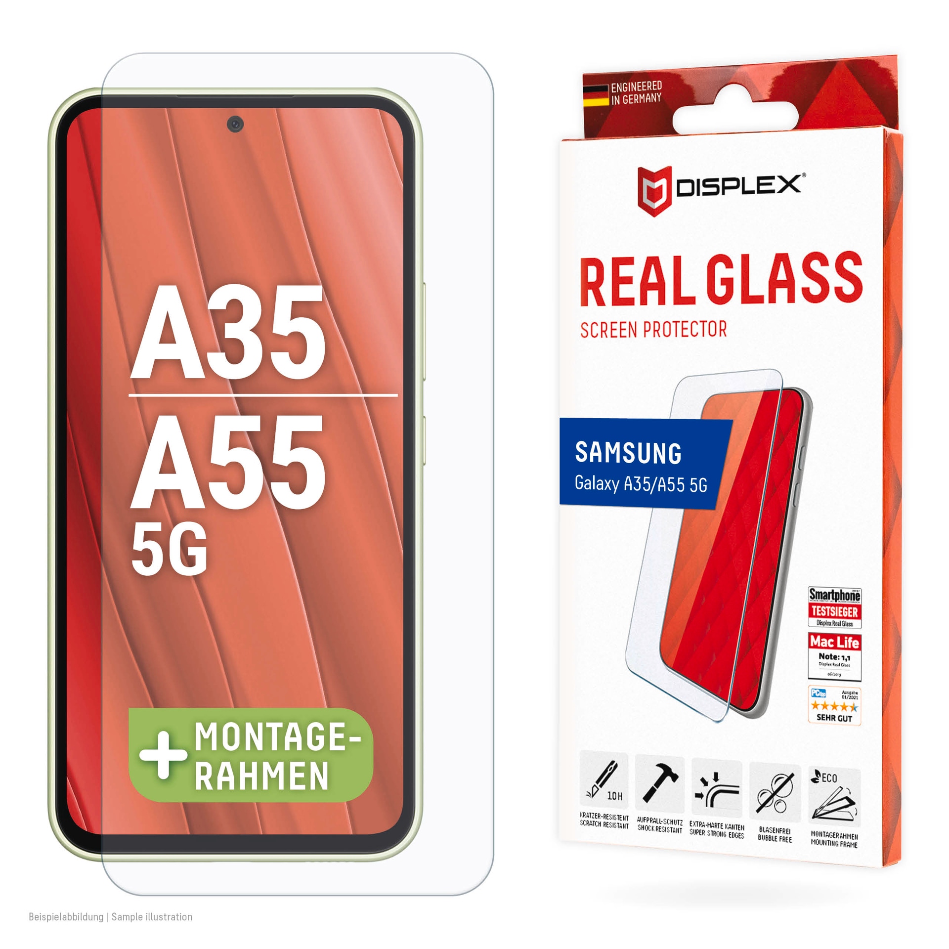 Displayschutzglas »Real Glass«, für Samsung Galaxy A35-Samsung Galaxy A55 5G, (1 St.),...