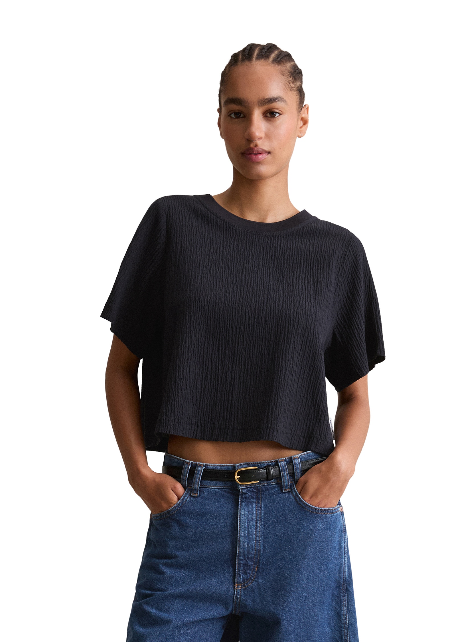 Marc OPolo DENIM Kurzarmbluse "mit markanter Struktur" günstig online kaufen