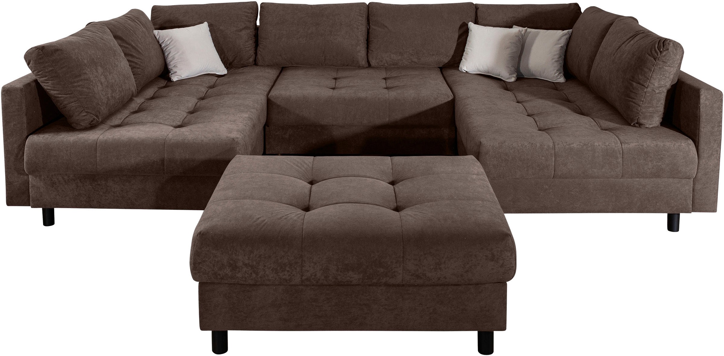 Home affaire Wohnlandschaft "Toni U-Form, B: 298 cm", mit Hocker & 3 Zierki günstig online kaufen