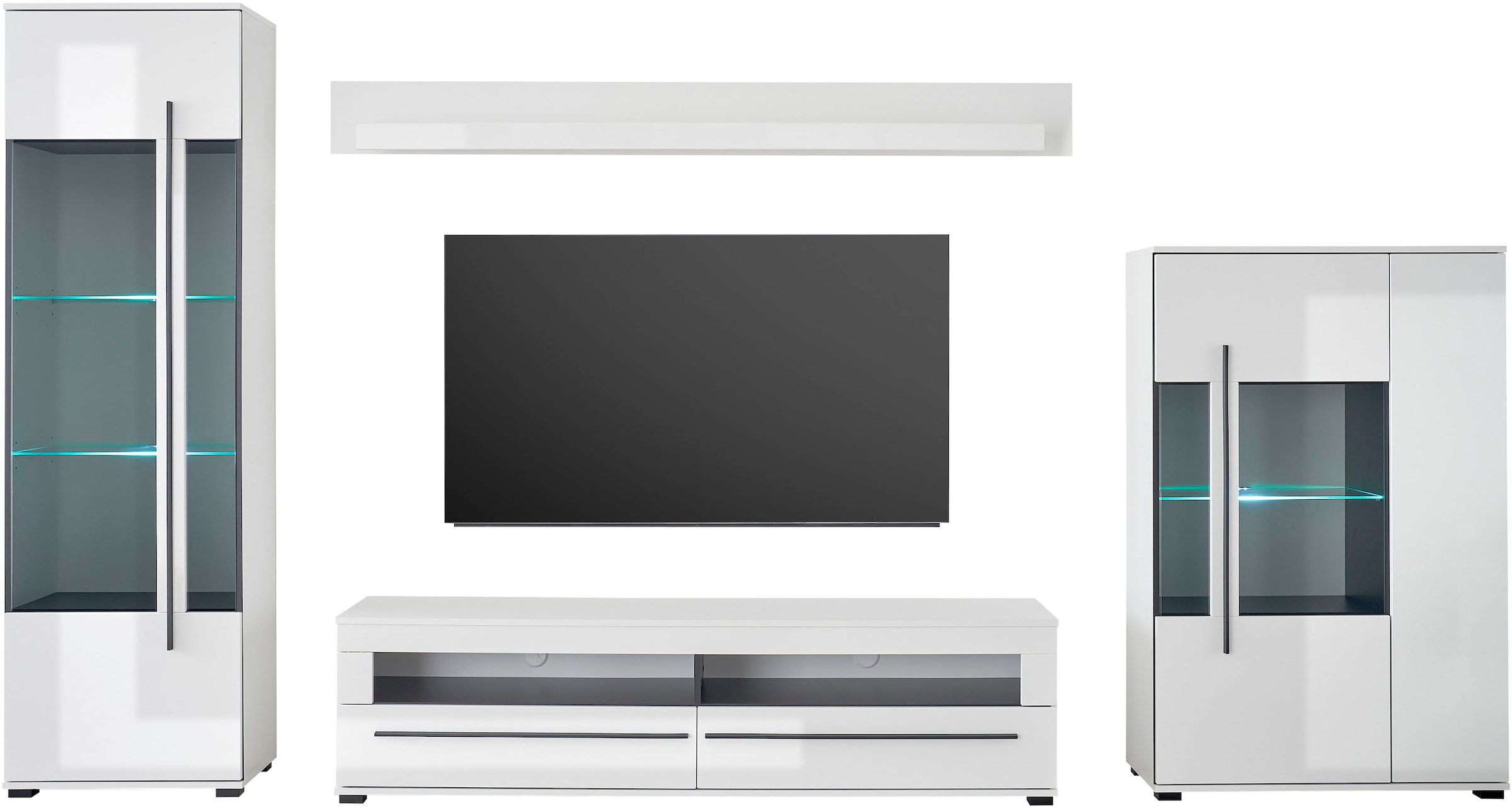 INOSIGN Wohnwand »Cantara, moderne Anbauwand, Wohnzimmer-Set, in Eiche Evoke oder Weiß«, (Set, 4 St.)