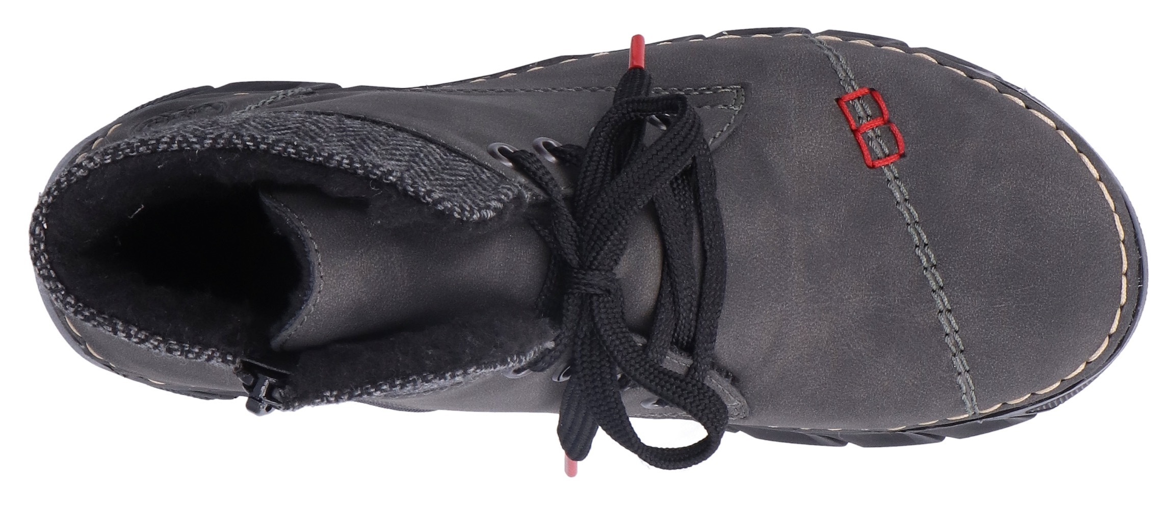 Winterboots RIEKER, Damen, Gr. 37, grau, Lederimitat, Textil, Schuhe Winterboots, Schnürboots, Stiefelette, Casual-Boots mit softem Schaftrand 3