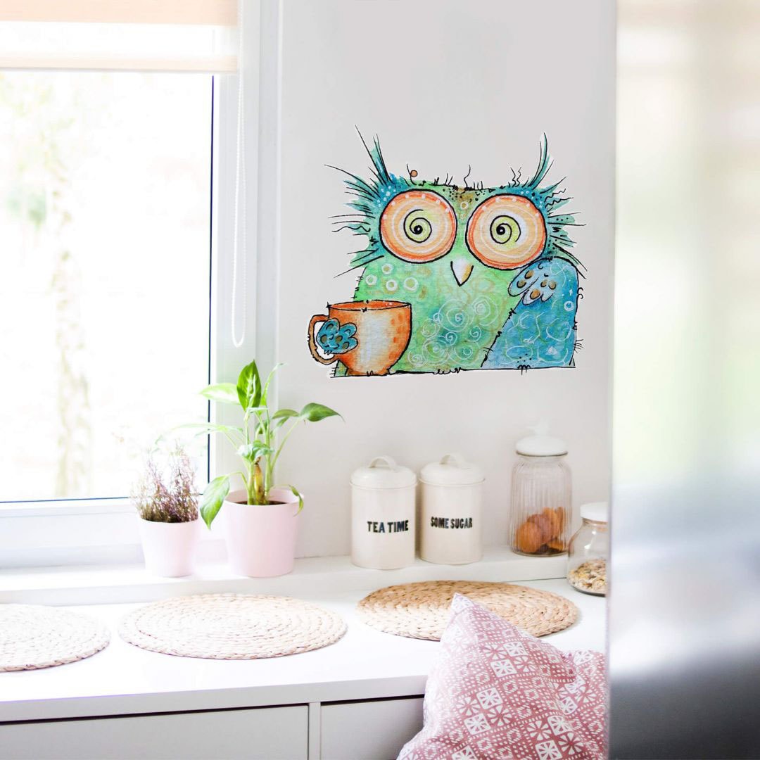 Wall-Art Wandtattoo »Vogel Kaffee Owl«, St.) Eule Coffee BAUR | (1 - kaufen