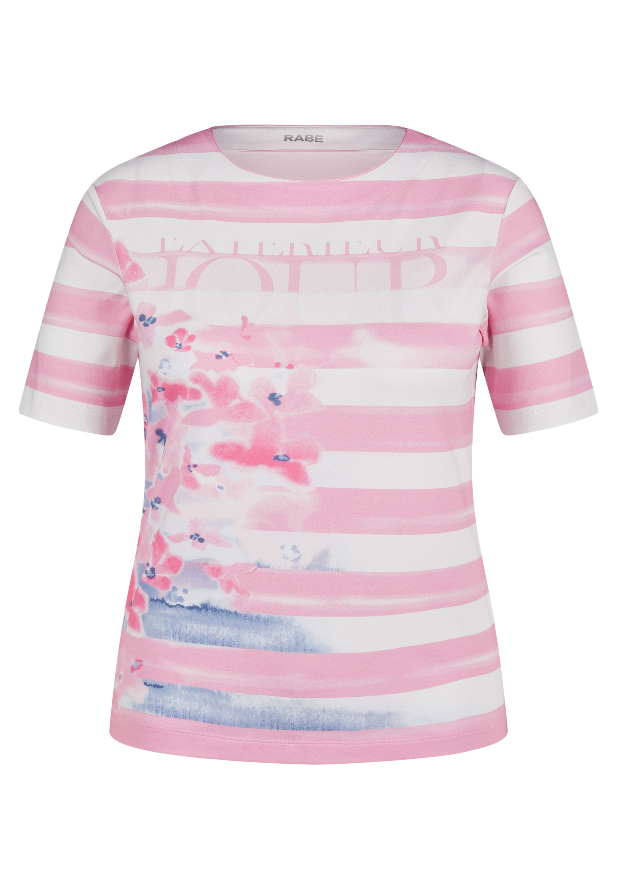 Rabe Rundhalsshirt, mit Streifen und floralem Muster