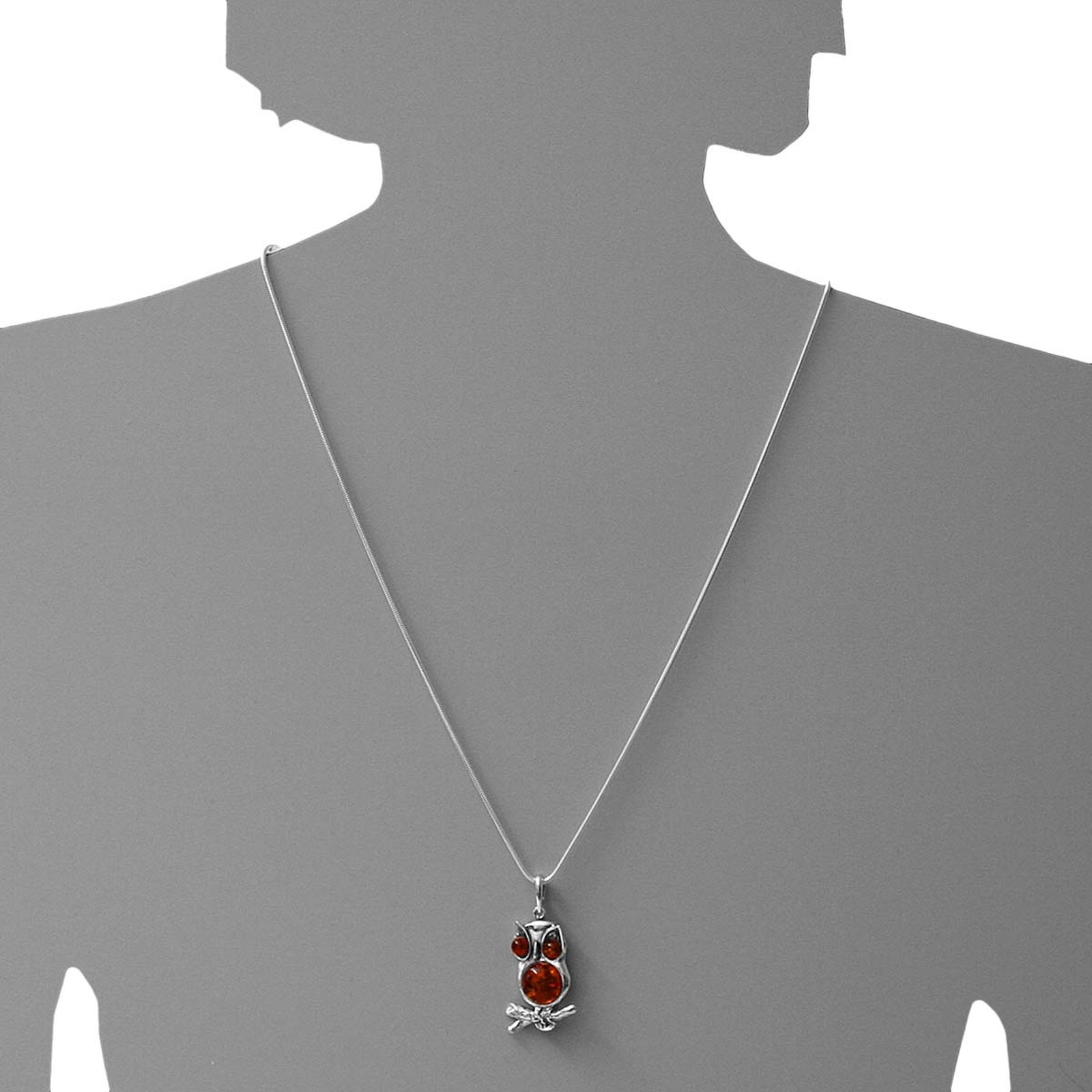 Ostsee-Schmuck 47 Owl Pendant Silver 925 Amber 2
