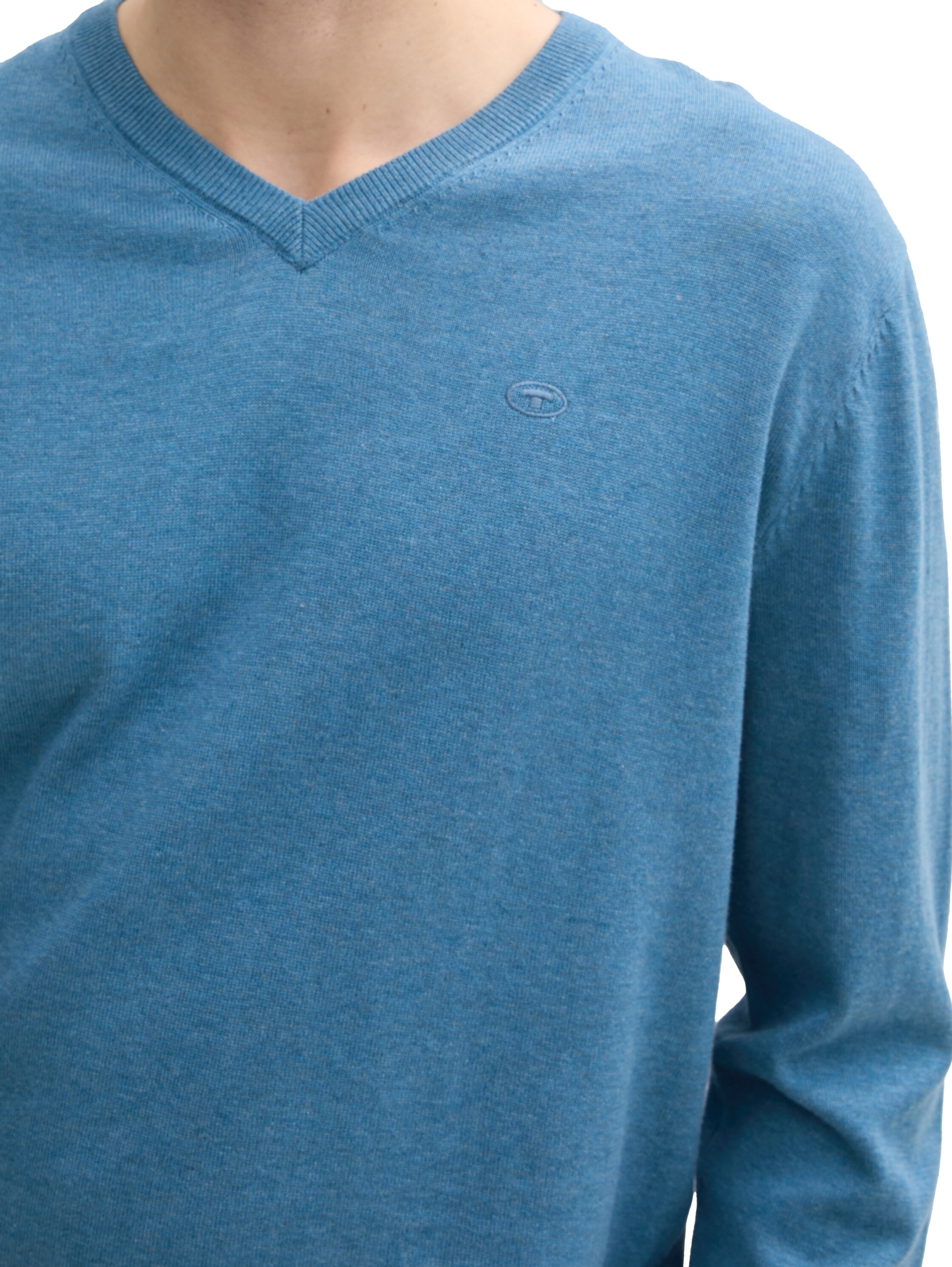 TOM TAILOR V-Ausschnitt-Pullover, mit kleiner Logo-Stickerei