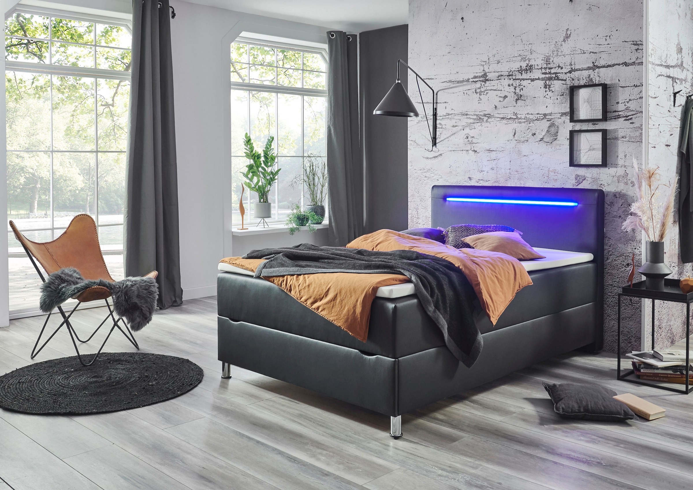 meise.möbel Boxbett Candela, mit LED-Beleuchtung, Bettkasten und Topper