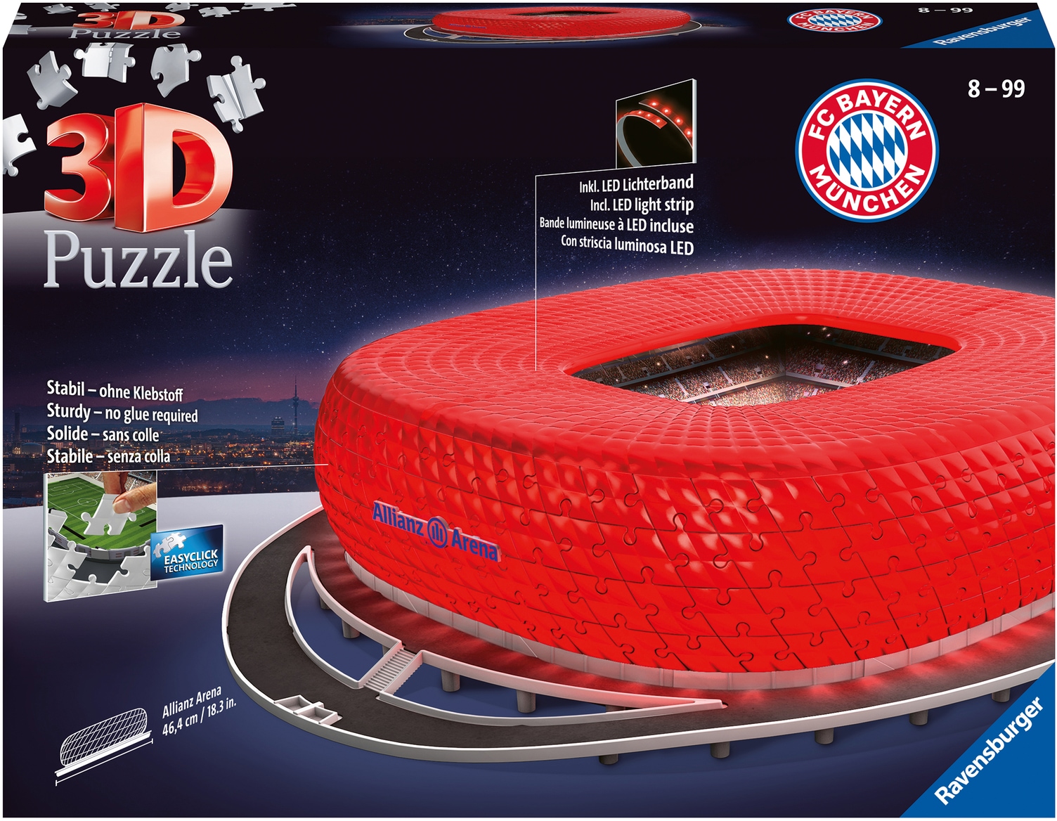 Ravensburger 3D-Puzzle »Allianz Arena bei Nacht«, inkl. LED-Lichterband; Made in Europe, FSC® - schützt Wald - weltweit