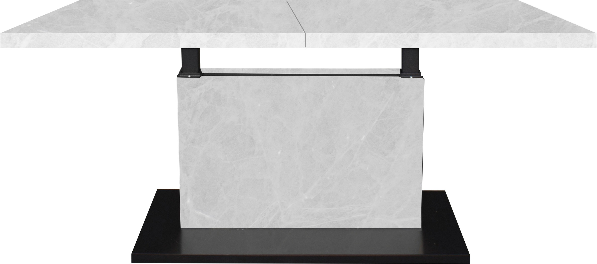 Couchtisch MÄUSBACHER "Lift Couchtisch", schwarz (vulkanschwarz supermatt, keramik optik weiß, keramik optik weiß), B/H/T: 160cm x 75cm x 70cm, Synchron-Auszug, Tische, Couchtisch, höhenverstellbar 56-75cm, Breite Tischplatte 120-160cm, Metallgestell 2