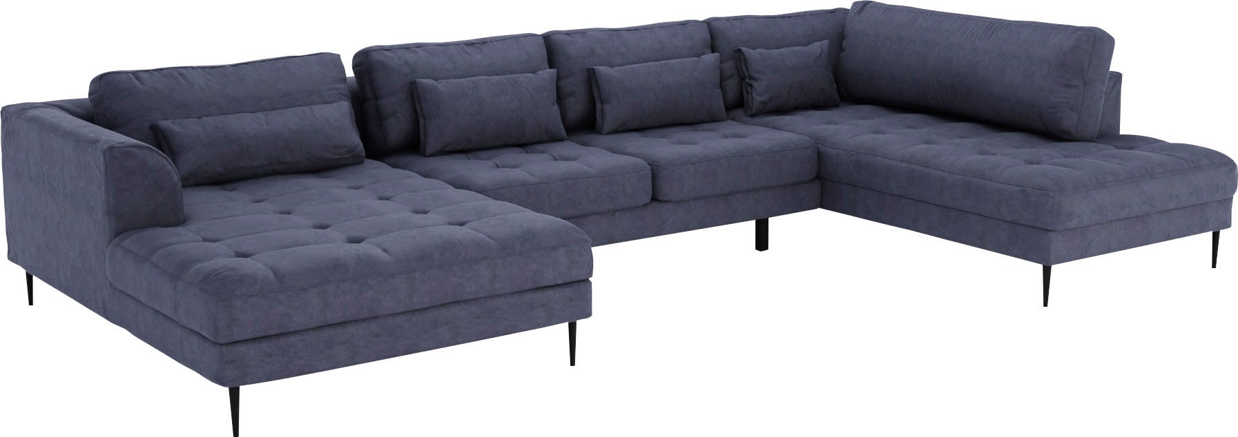 TRENDMANUFAKTUR Wohnlandschaft »Luzi, gemütliches Sofa, extra viel Platz, viele Kissen, OTTOs Choice«, Designsofa mit tollem Sitzkomfort, Metallfüße schwarz, Breite 361 cm